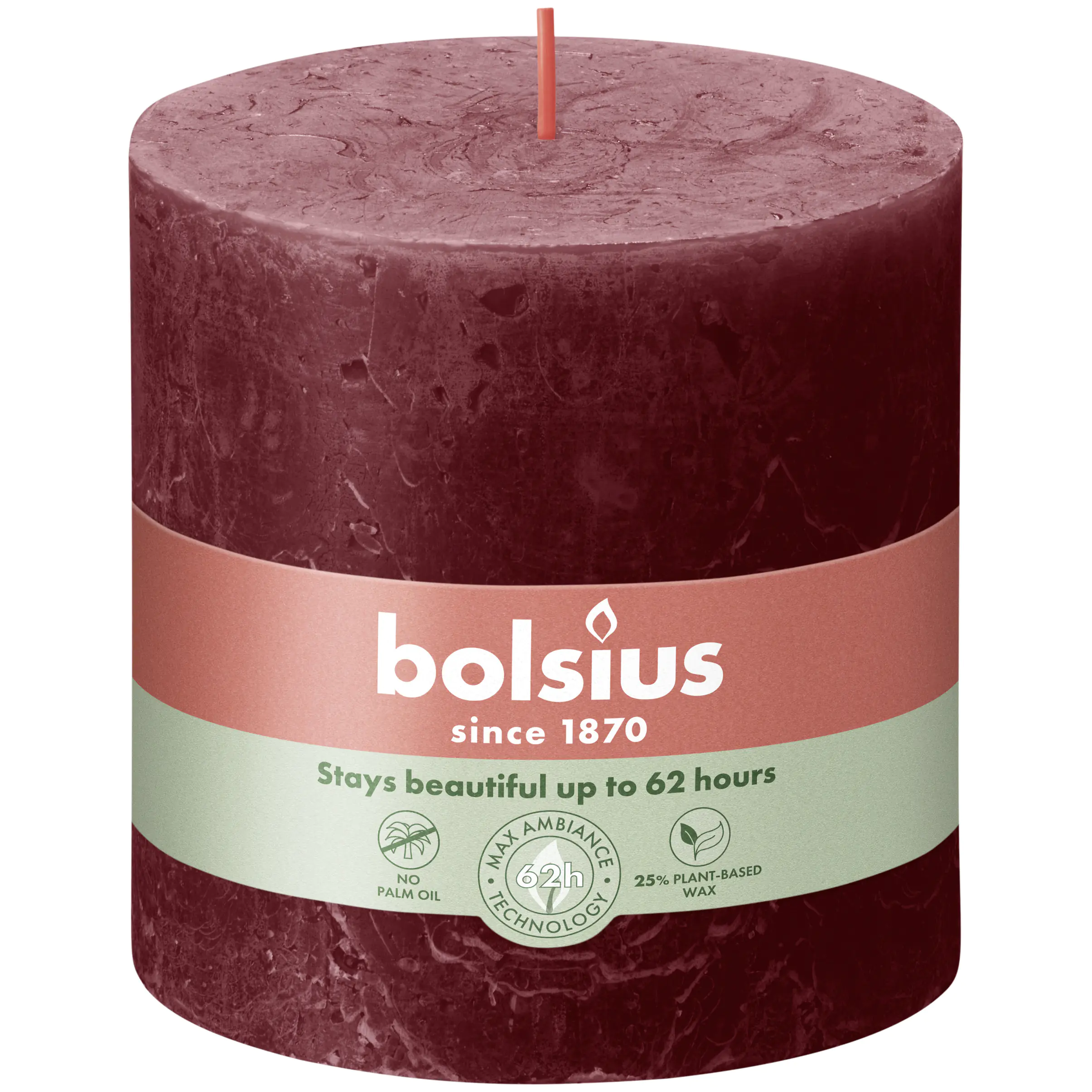 Bolsius Rustik Stumpenkerze samtrot, Höhe: 10 cm, Ø 10 cm Bolsius Rustik Stumpenkerze samtrot, Höhe: 10 cm, Ø 10 cm