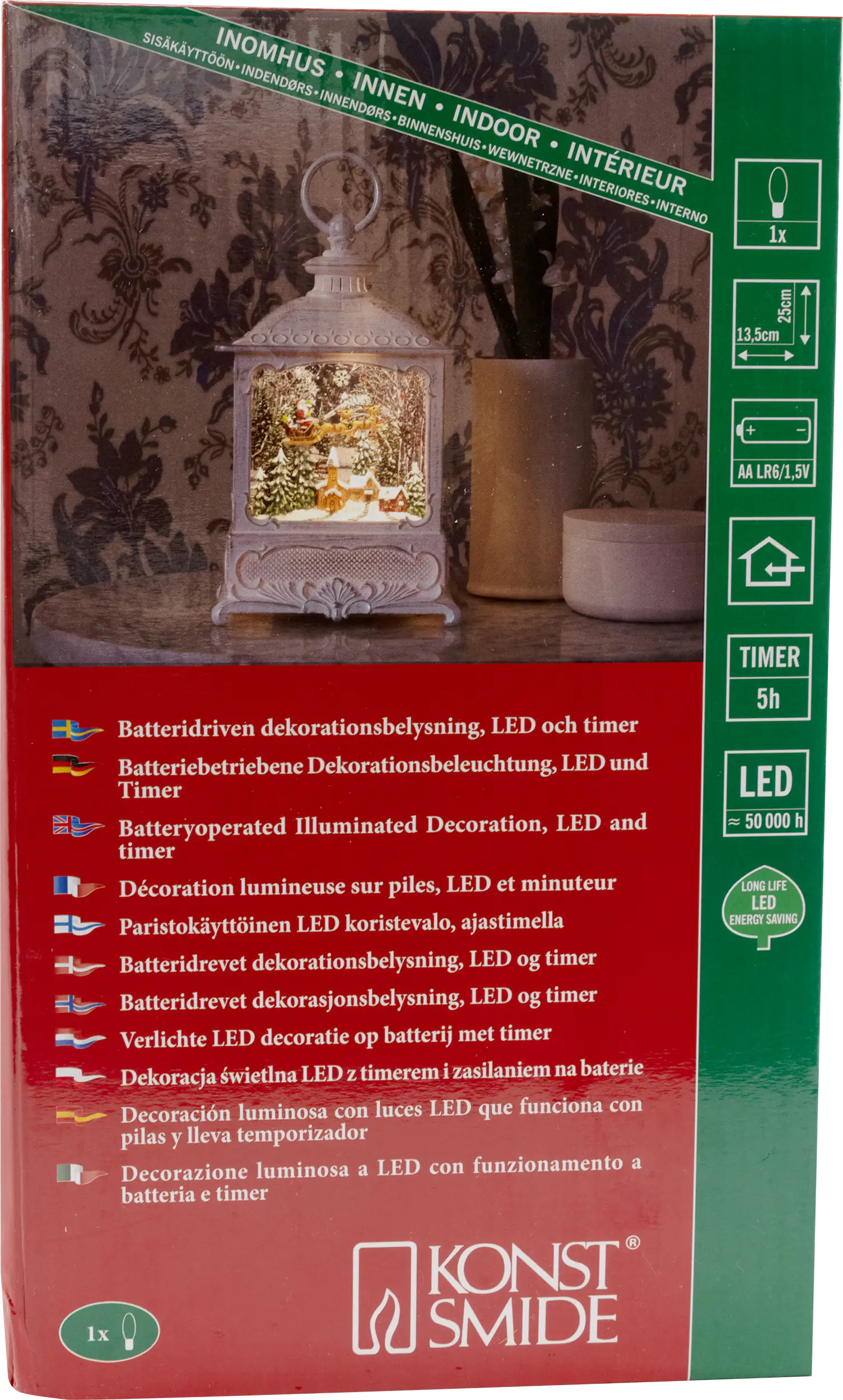 Konstsmide LED Wasserlaterne Bilderrahmen Weihnachten 7,5cm x 5cm x 22 cm 