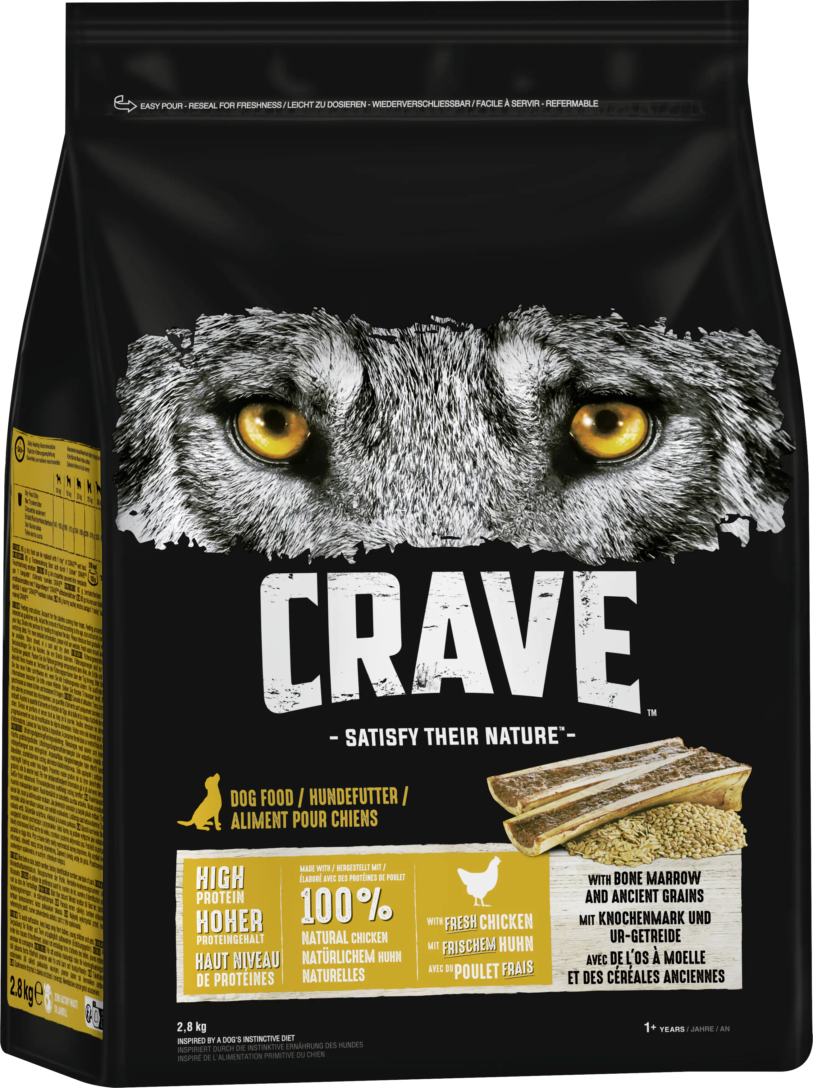 Crave Adult Huhn mit Knochenmark und Urgetreide Hundefutter 2,8 kg