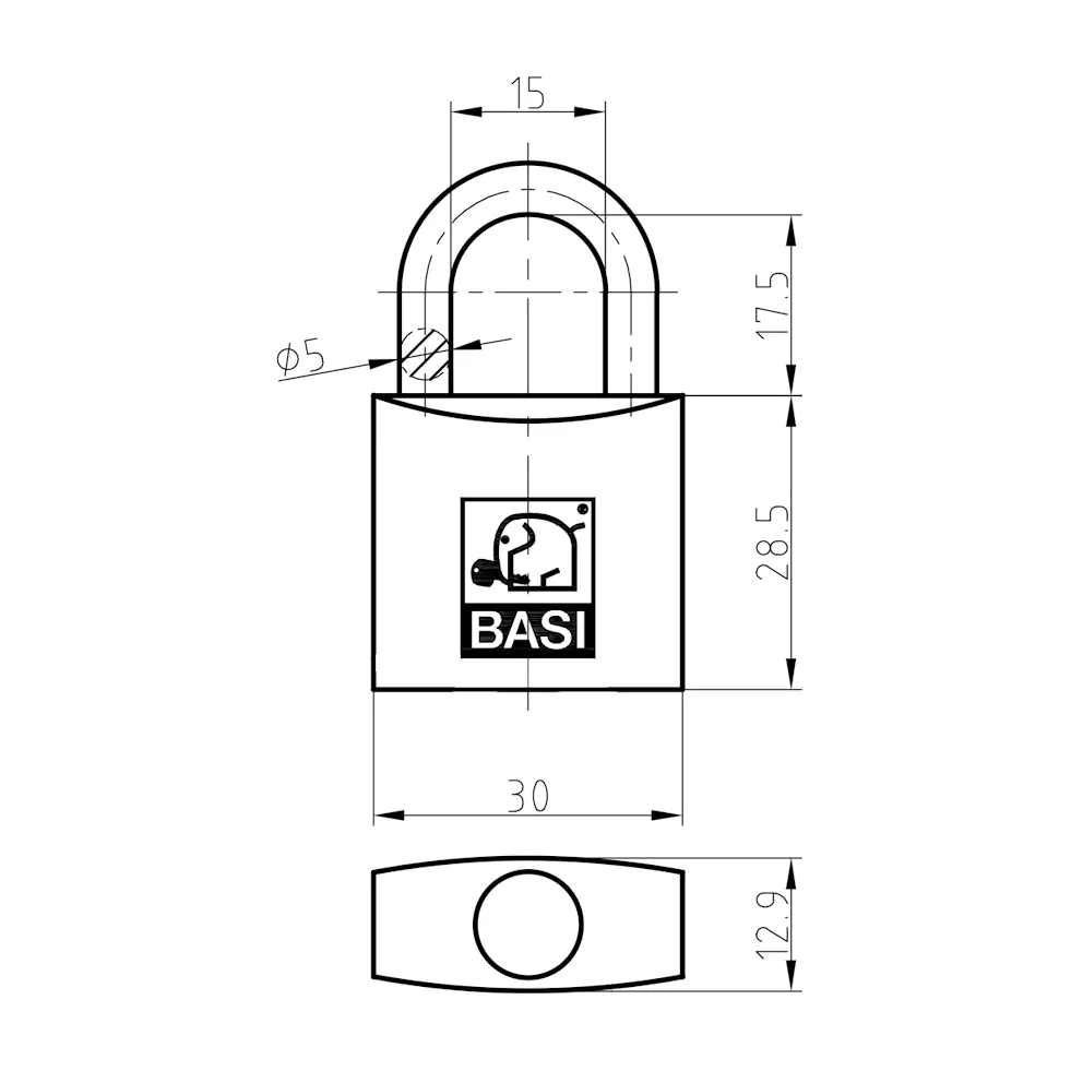 Basi Vorhängeschloss 630 verschiedenschließend 40.0 x 22.0 - 1 Stück