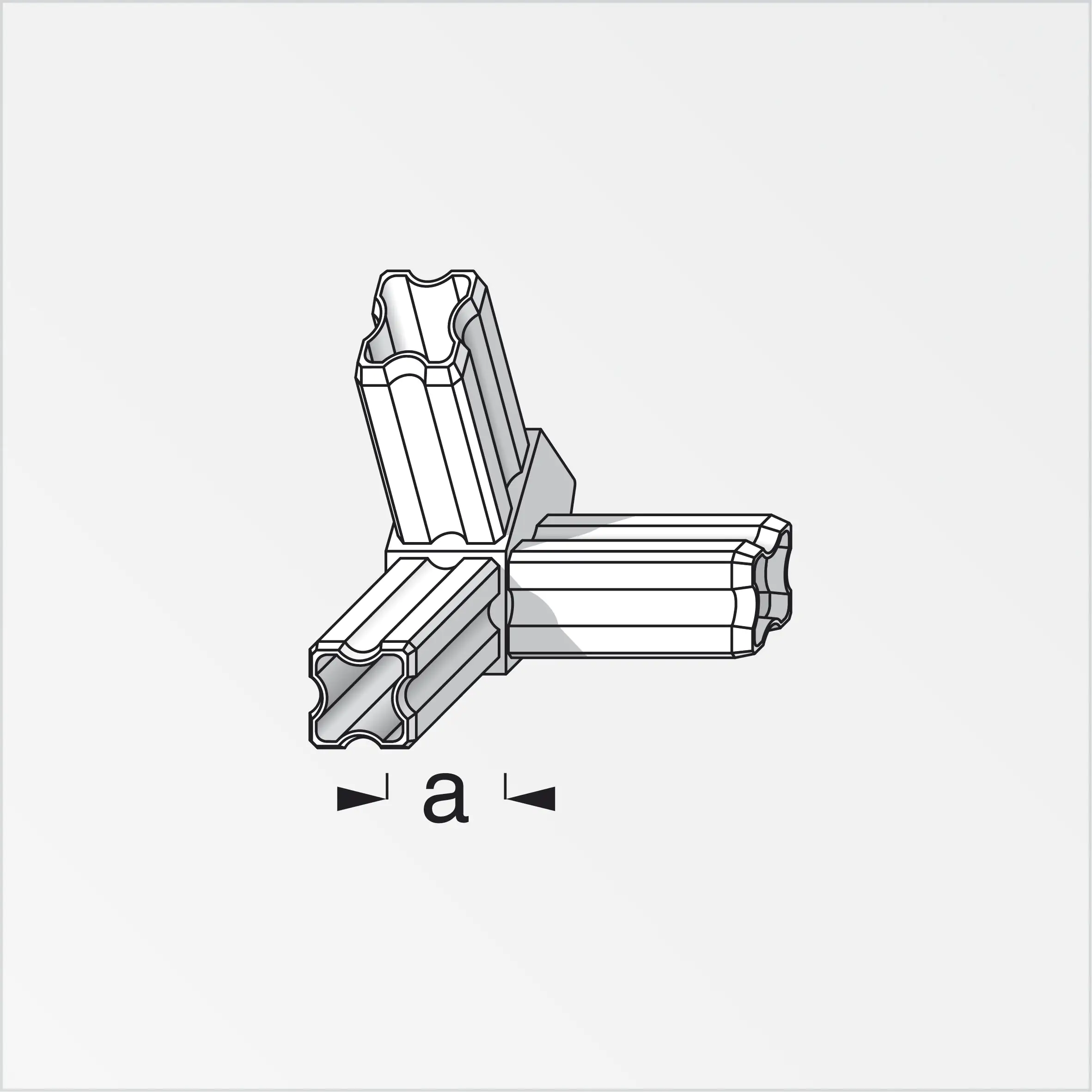 alfer Eck-Verbinder 45º links, 3 Zapfen 23.5 mm 23.5 mm Kunststoff weiss