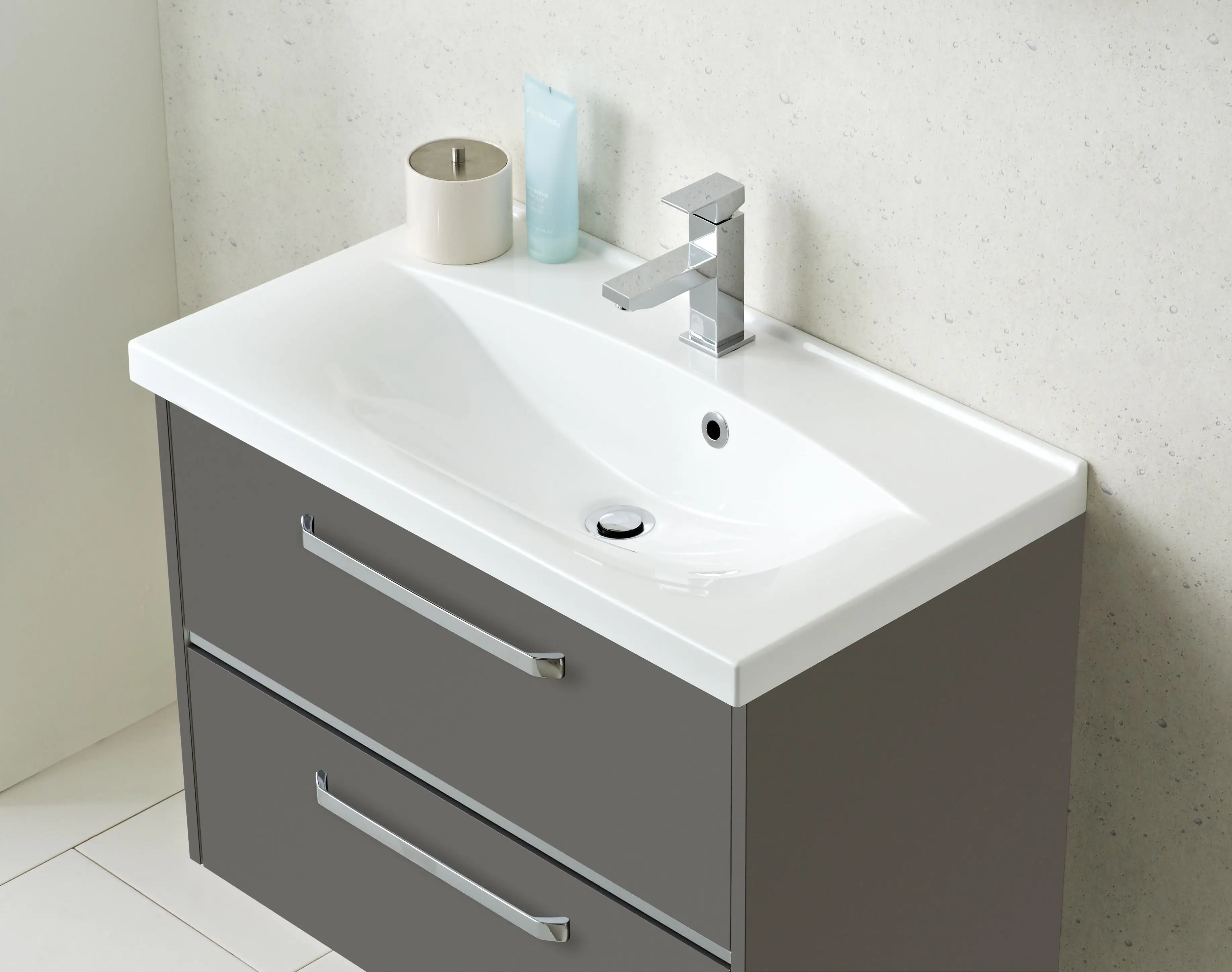 Primaster Badmöbel-Set Berlin grau 77 cm LED-Leuchten, Mineralgusswaschtisch Primaster Badmöbel-Set Berlin grau 77 cm LED-Leuchten, Mineralgusswaschtisch