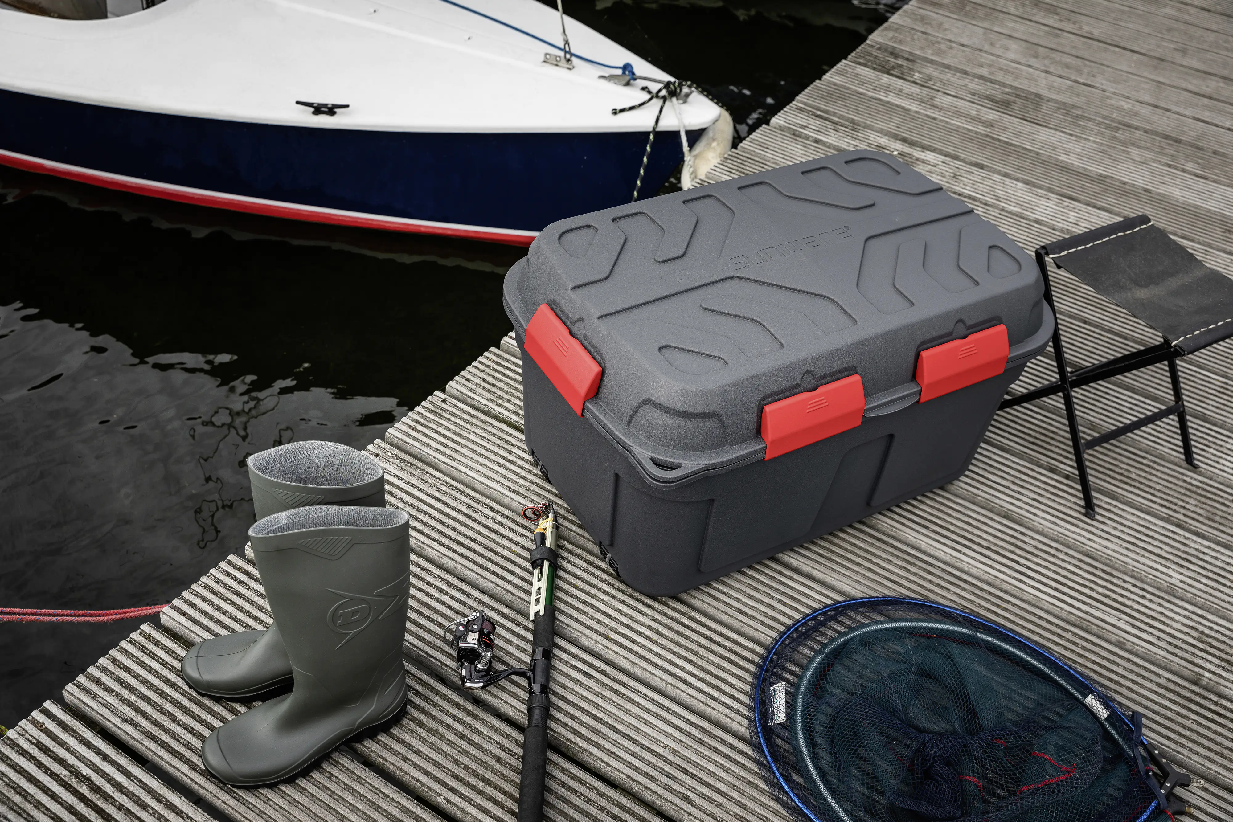 Sunware Aufbewahrungsbox Q-Line wasserdicht 130 L anthrazit/rot