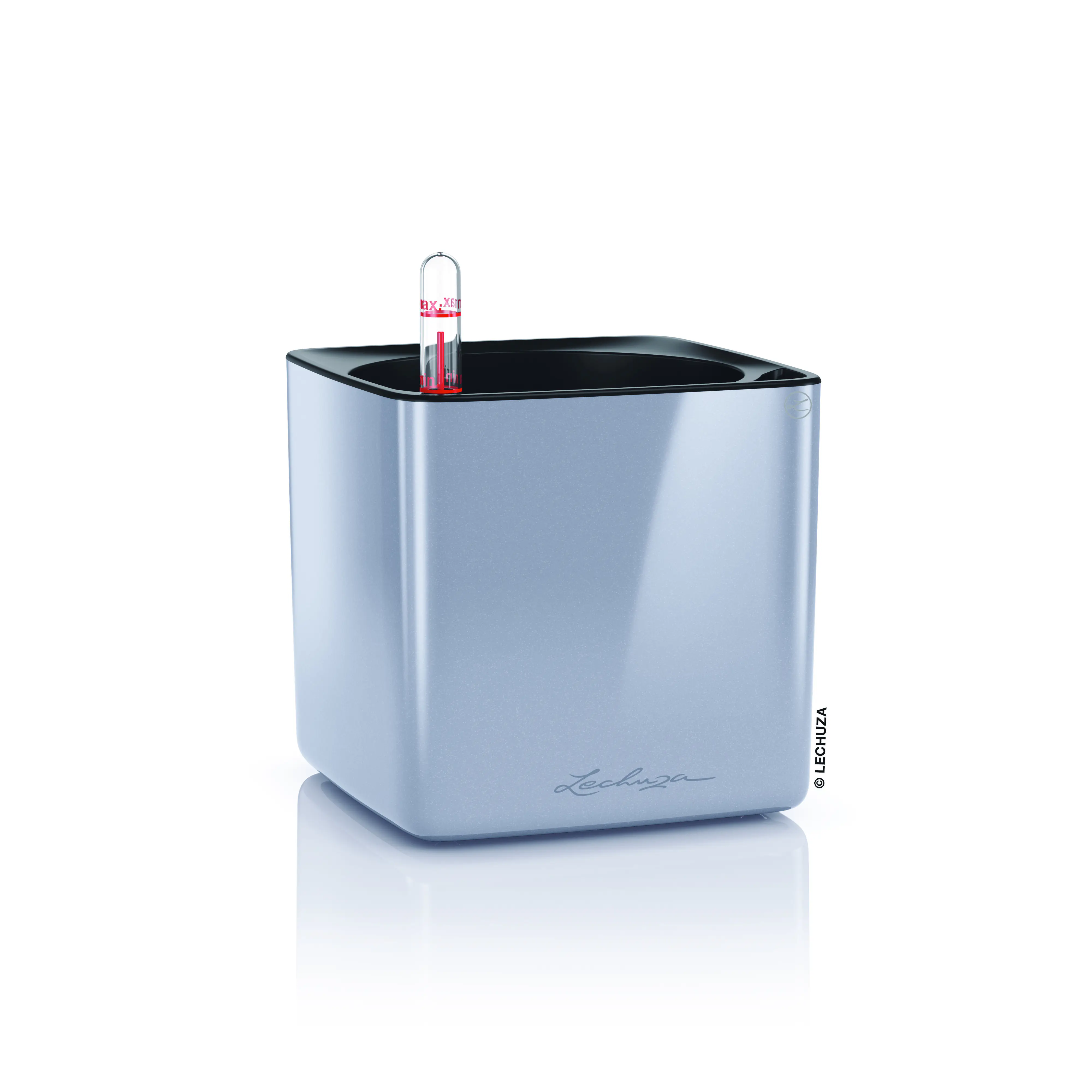 Lechuza Pflanzgefäß Cube Glossy 14 x 14 cm titanium dust highgloss