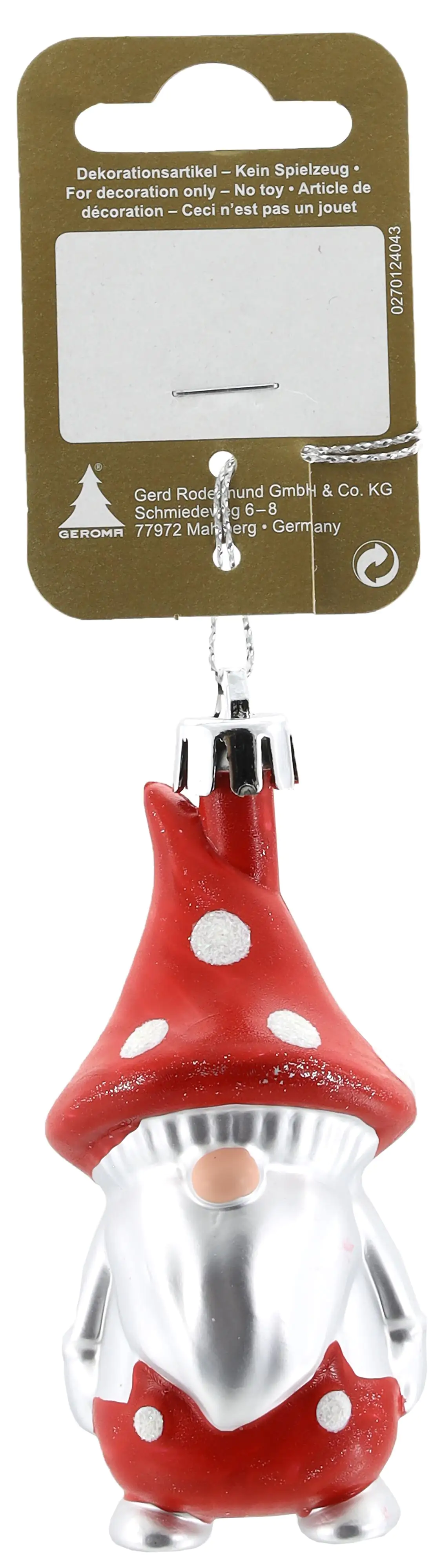 Wichtel zum Hängen silber rot,  8,5 cm