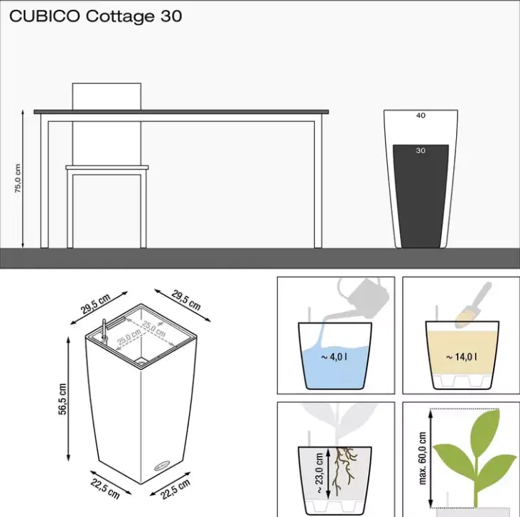 Lechuza Pflanzgefäß Cubico Cottage 30 sandbraun