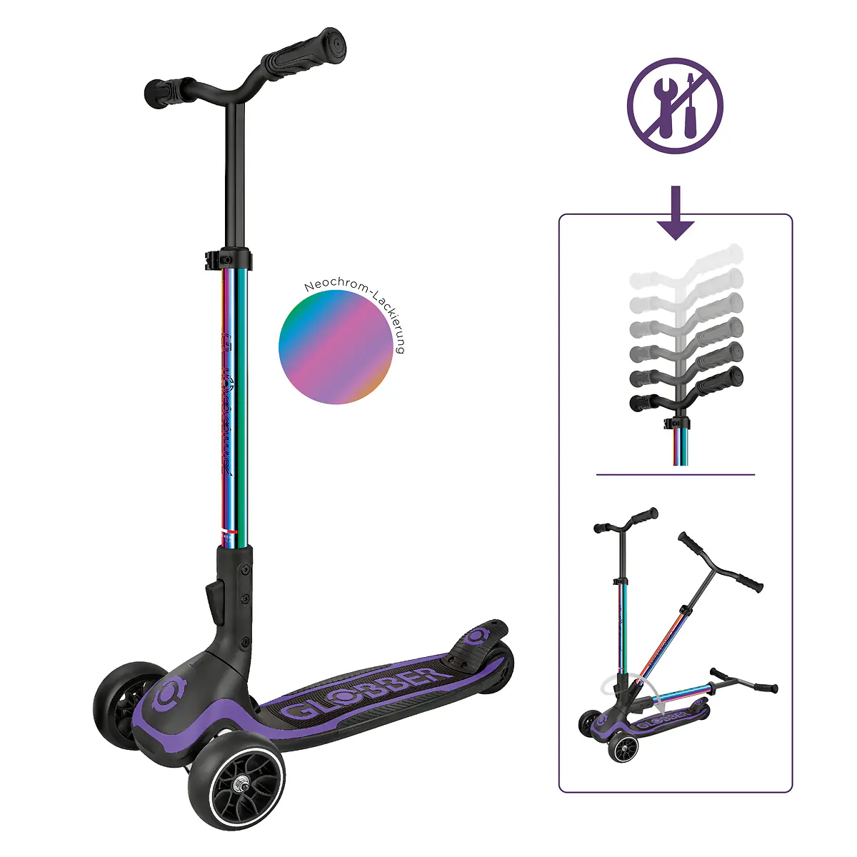 Globber Scooter für Kinder Ultimum schwarz/lila
