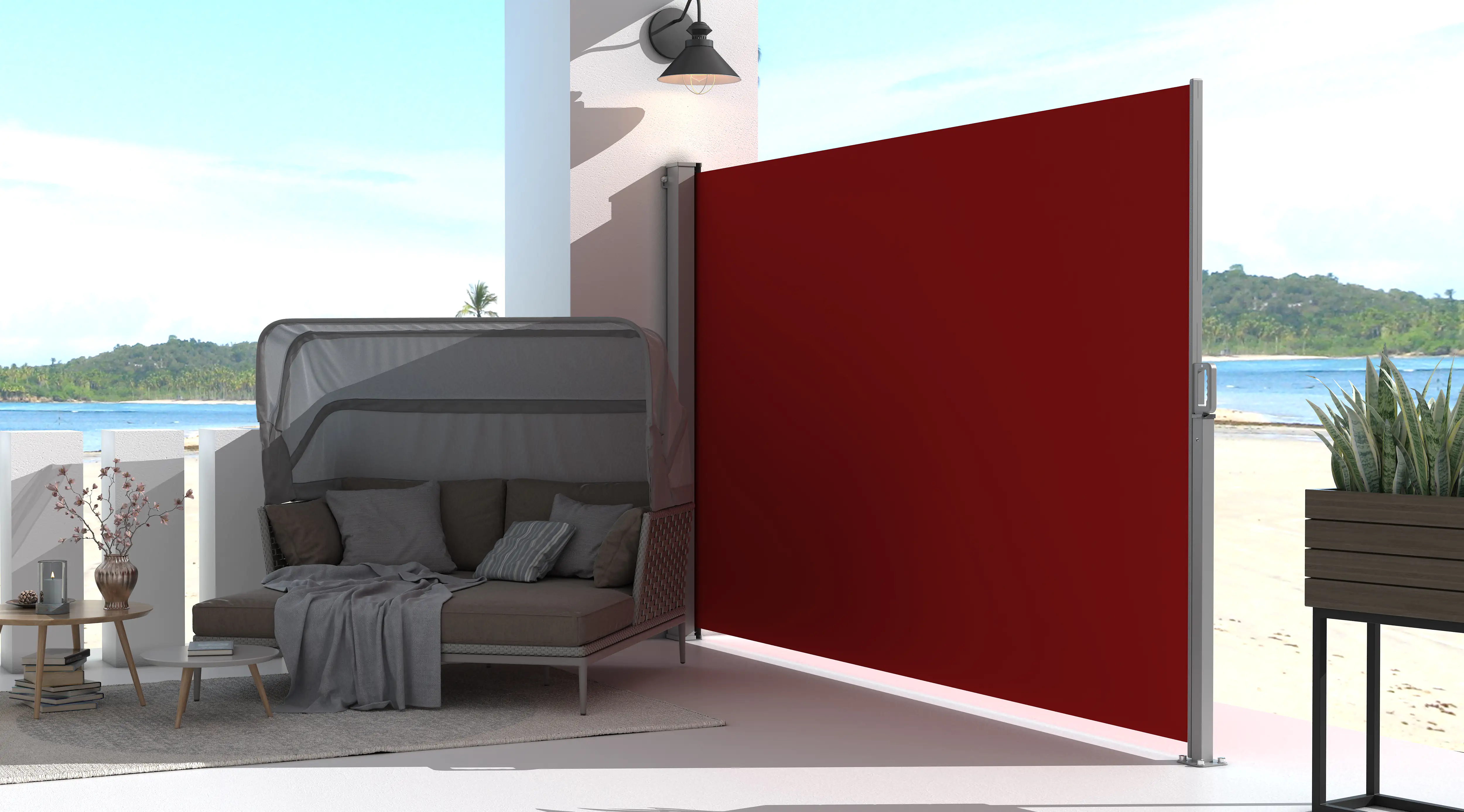 4333692967563_1 TrendLine Sichtschutz Capri rot, Höhe: 180 cm, Auszug: 200 cm