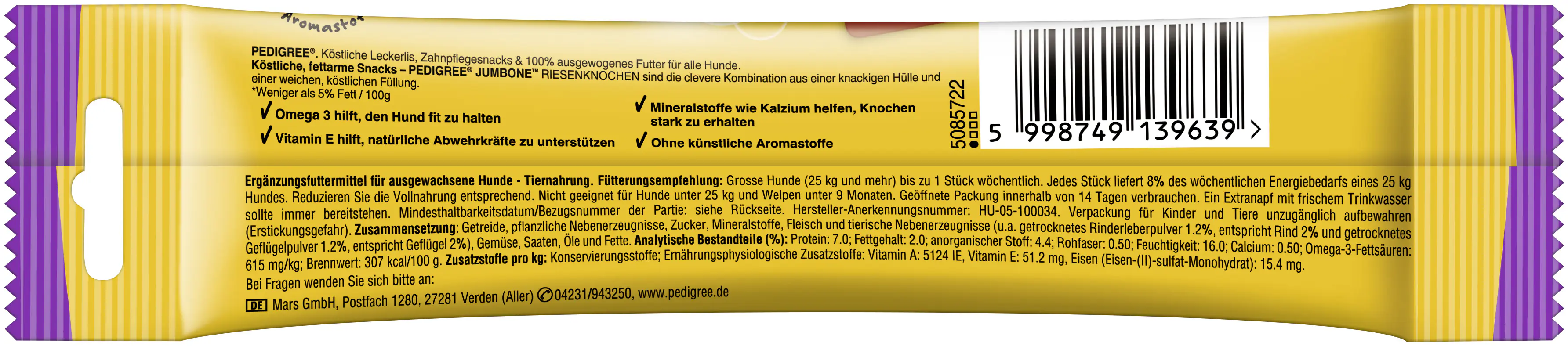 Pedigree Hundesnack Jumbone Riesenknochen mit Rind und Geflügel