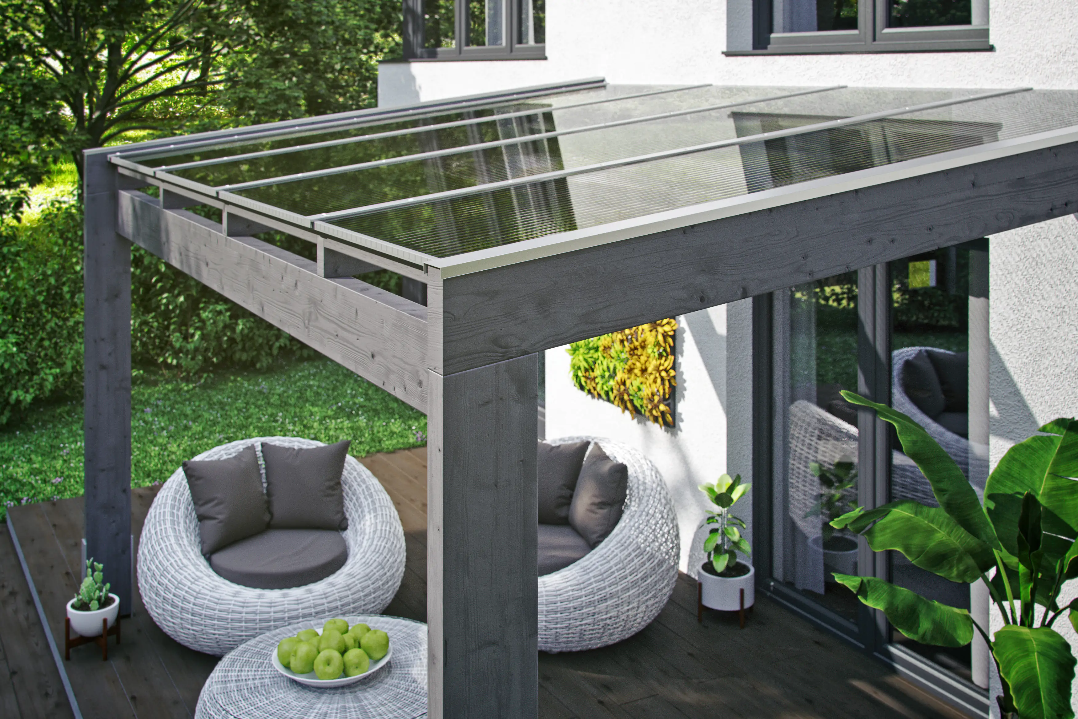 SKAN HOLZ Terrassenüberdachung Novara 450 x 359 cm Leimholz