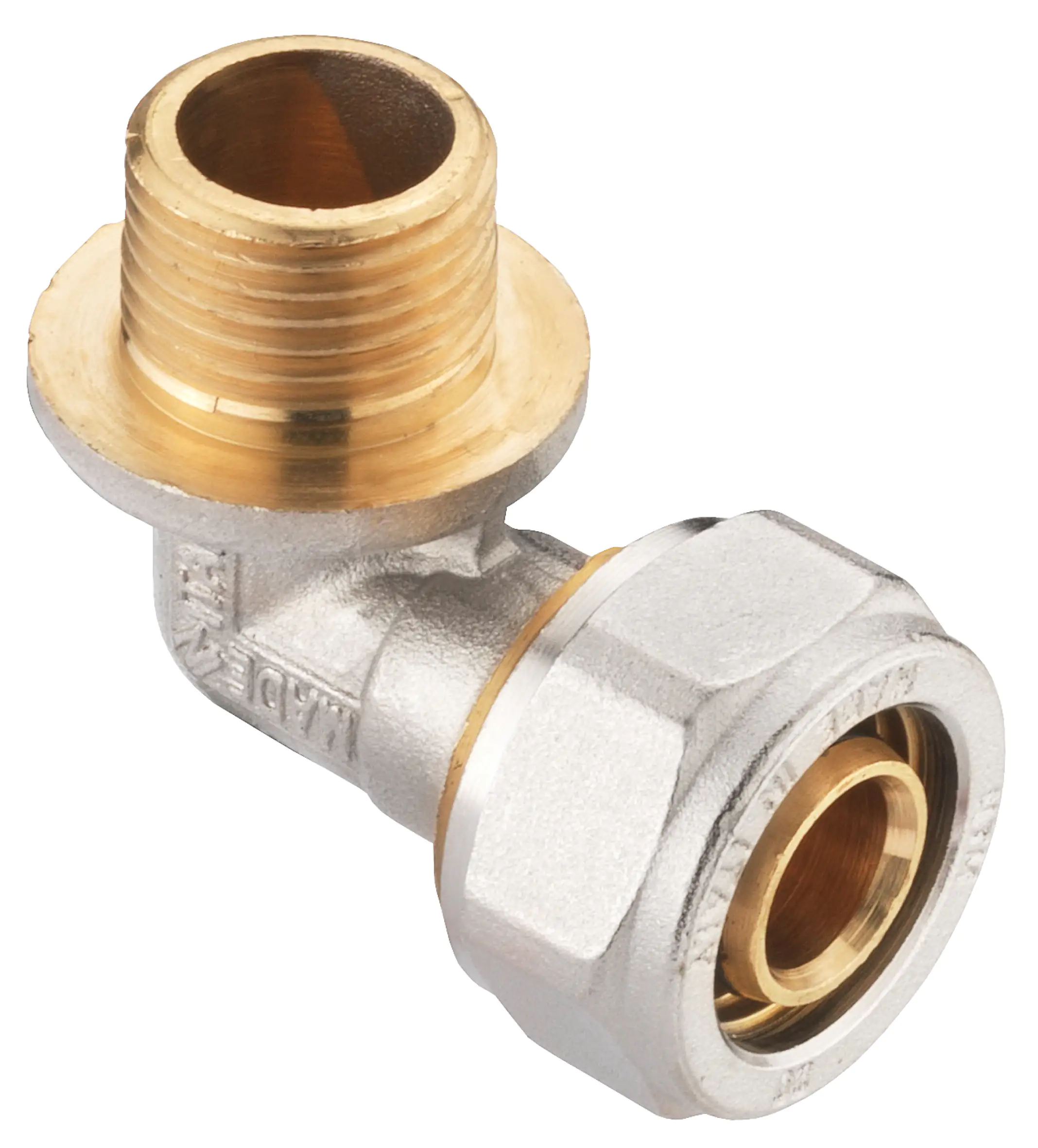 4035300819928 Cornat Schraub-Winkel 90° komplett ø 20 mm 1/2" AG Messing vernickelt