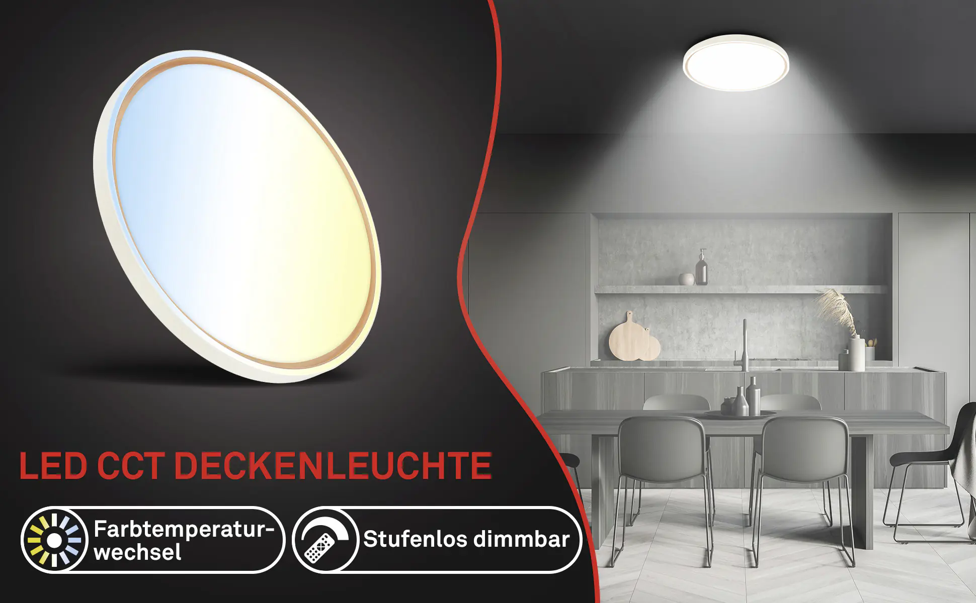 Briloner LED-Deckenleuchte Ina Ø49,5 cm 48W grau CCT dimmbar