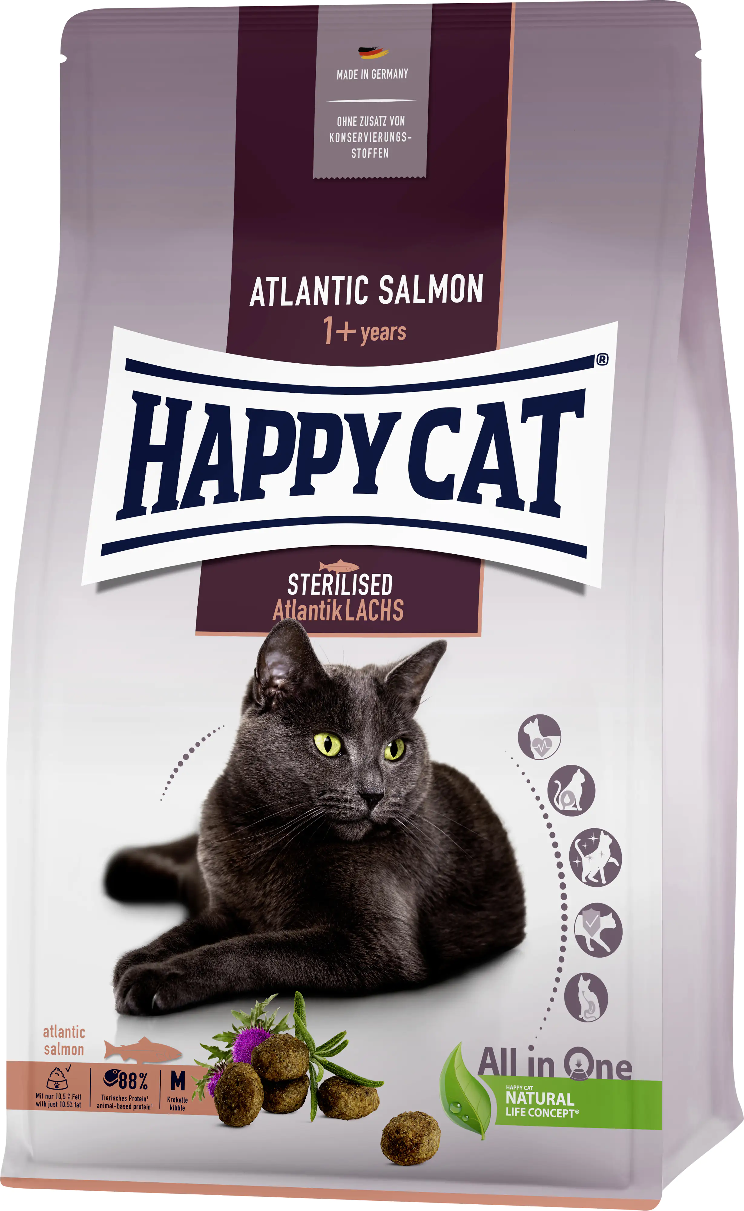 HappyCat Katzenfutter Sterilised Atlantik Lachs 300 g