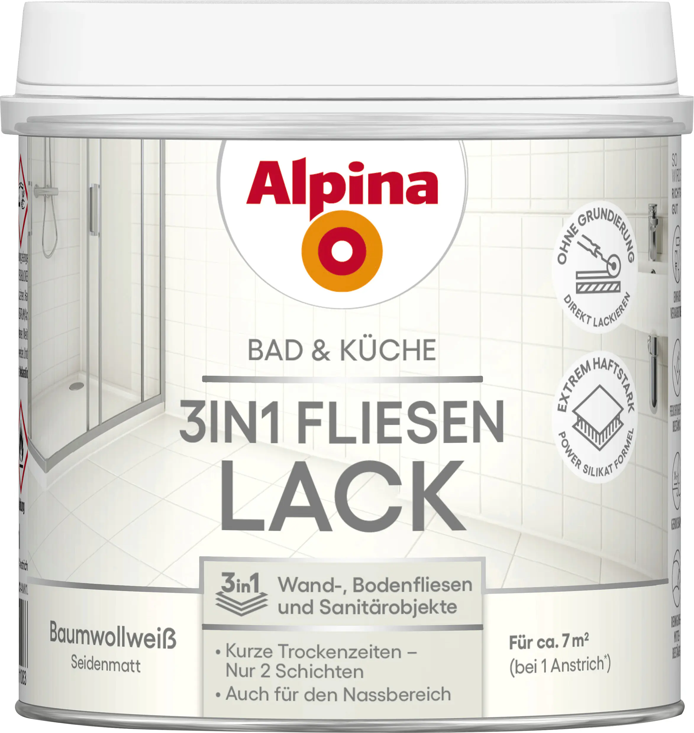 Alpina Bad & Küche Fliesenlack 3 in 1 weiß 500 ml