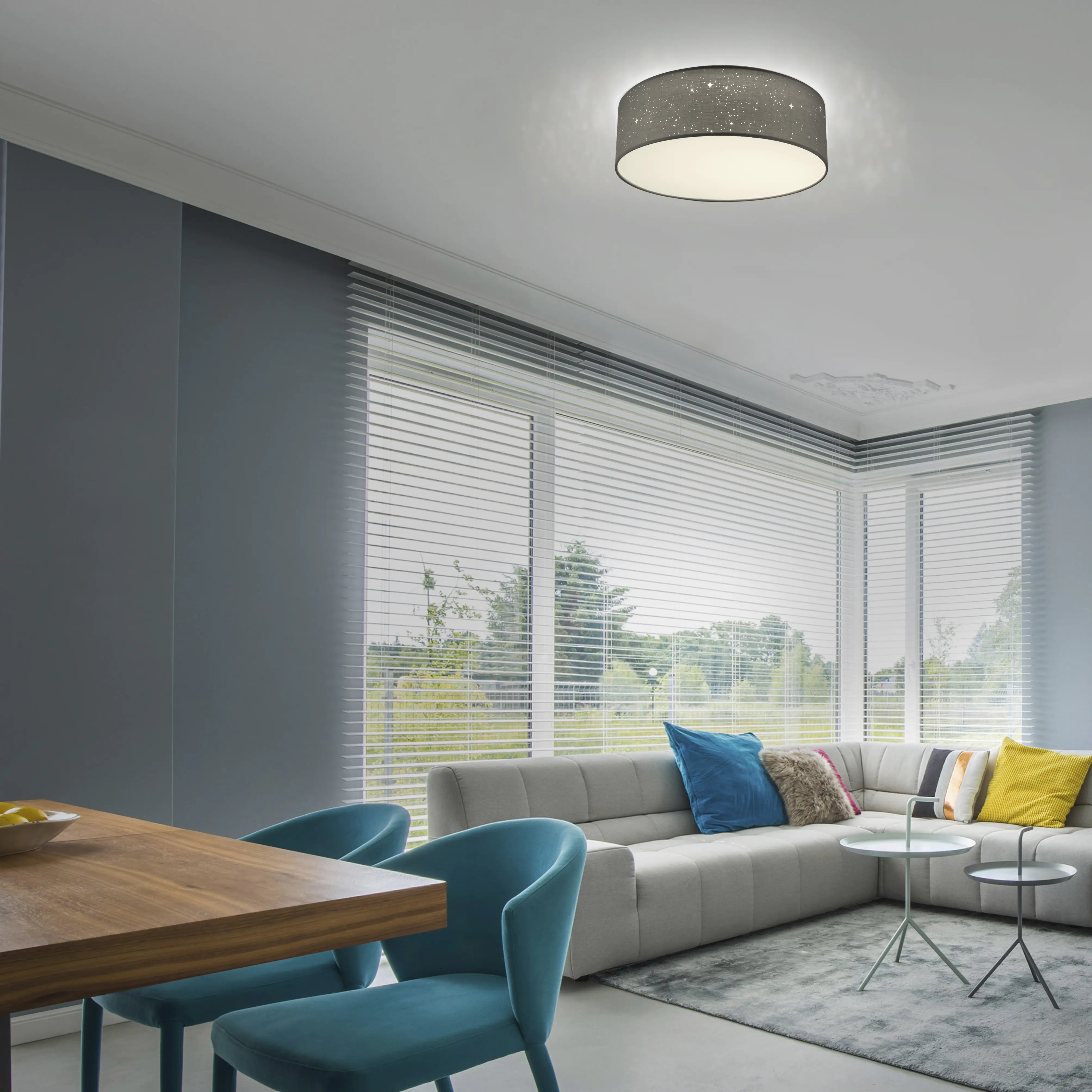 JustLight LED Deckenleuchte Mats Sternenhimmel Optik CCT grau