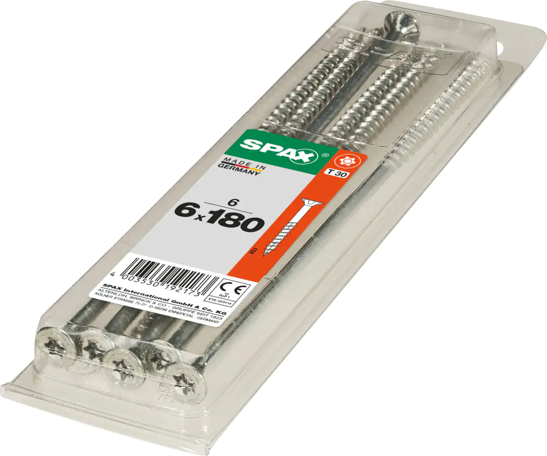Spax Universalschrauben 6.0 x 180 mm TX 30 - 6 Stk. Spax Universalschrauben 6.0 x 180 mm TX 30 - 6 Stk.