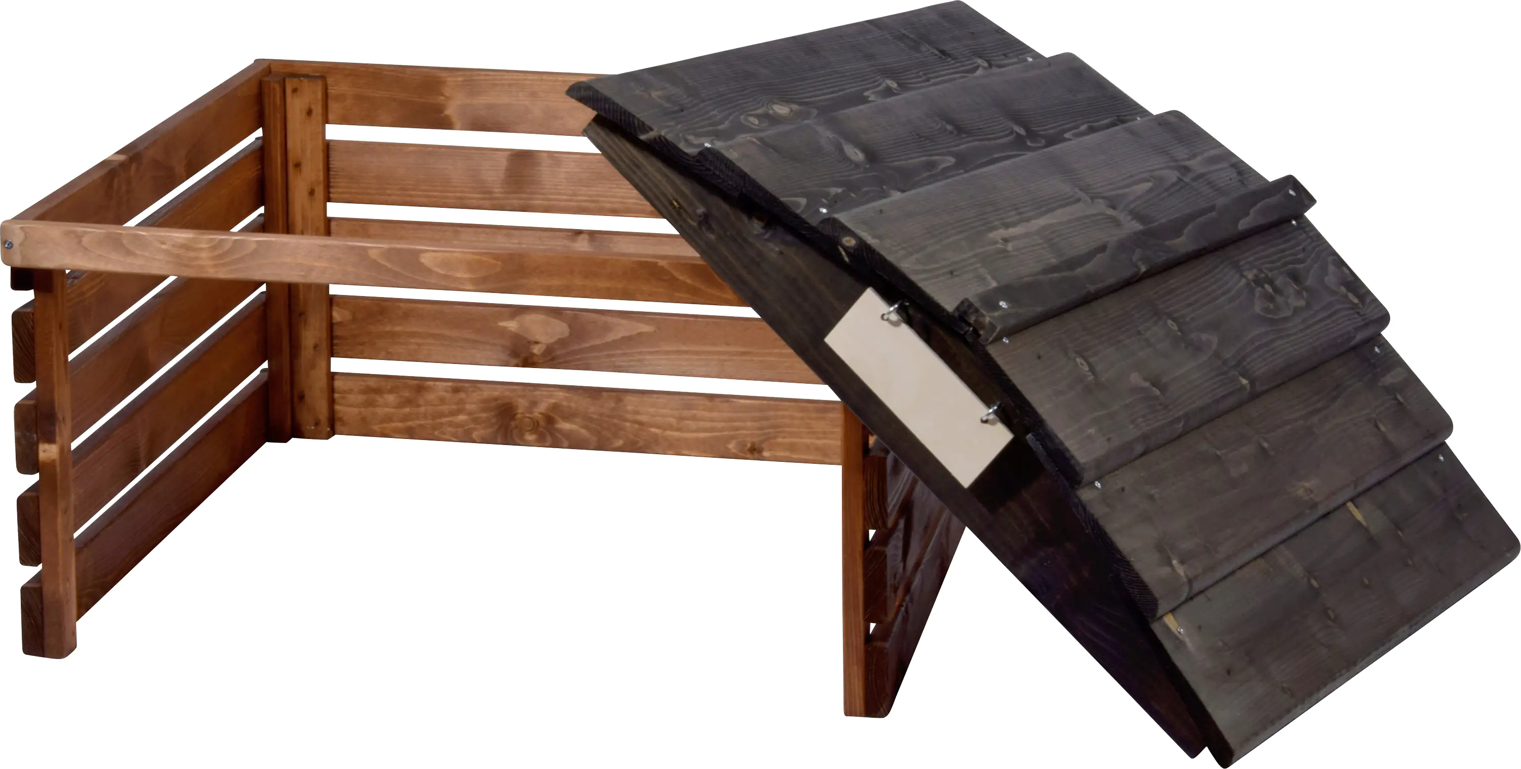 Dobar Mähroboter-Garage mit Schild braun schwarz 78,5 x 74 x 52,5 cm