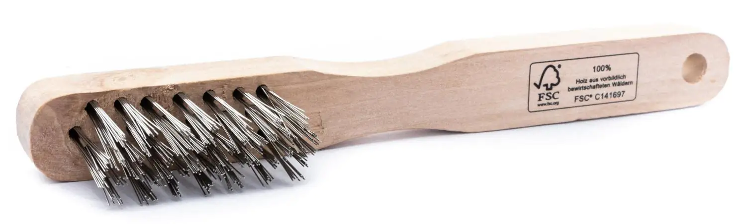 TrendLine Drahtbürste Edelstahl 3-reihig Holzgriff