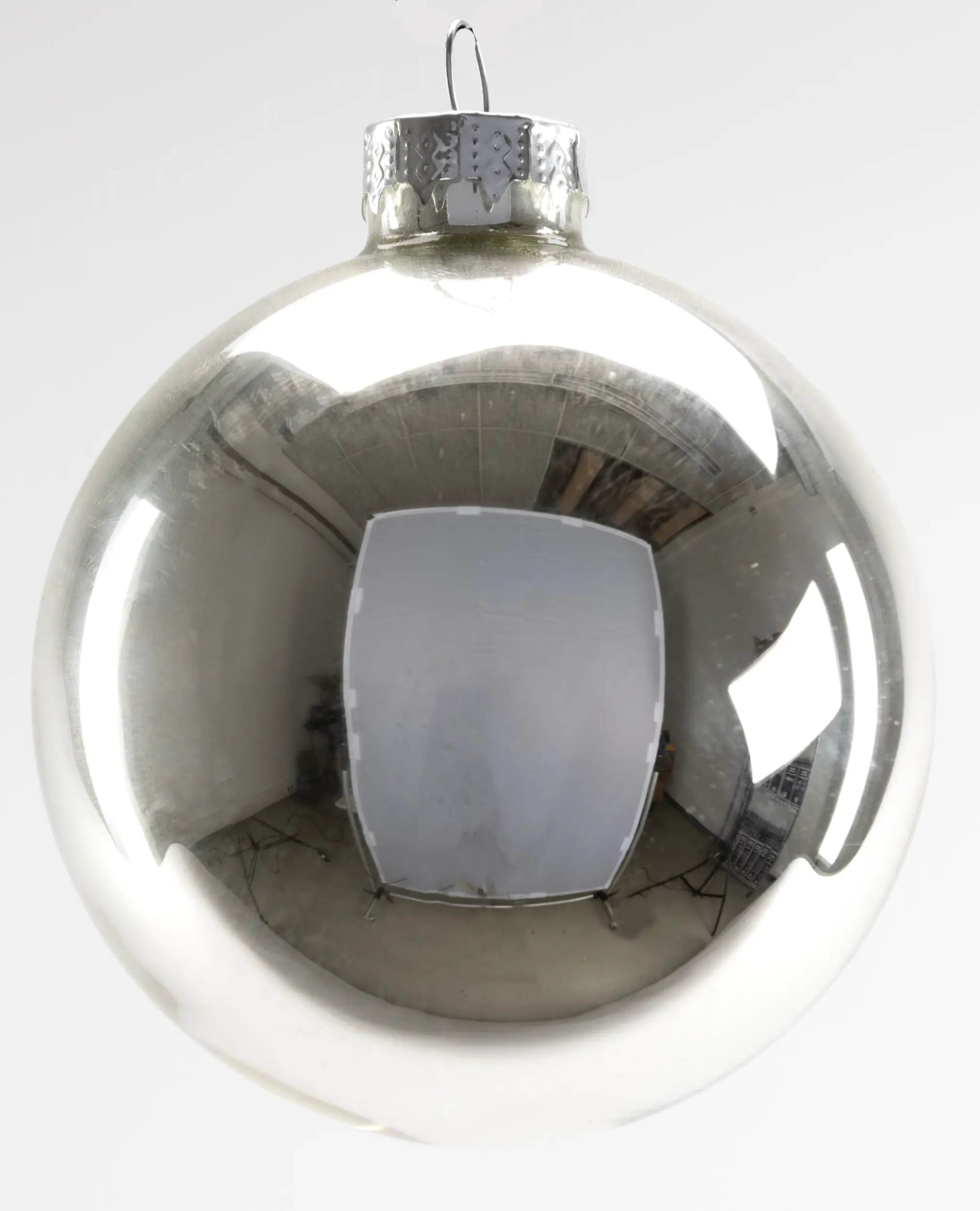TrendLine Weihnachtskugeln aus Glas Ø 8 cm weiß-silber 6 Stück