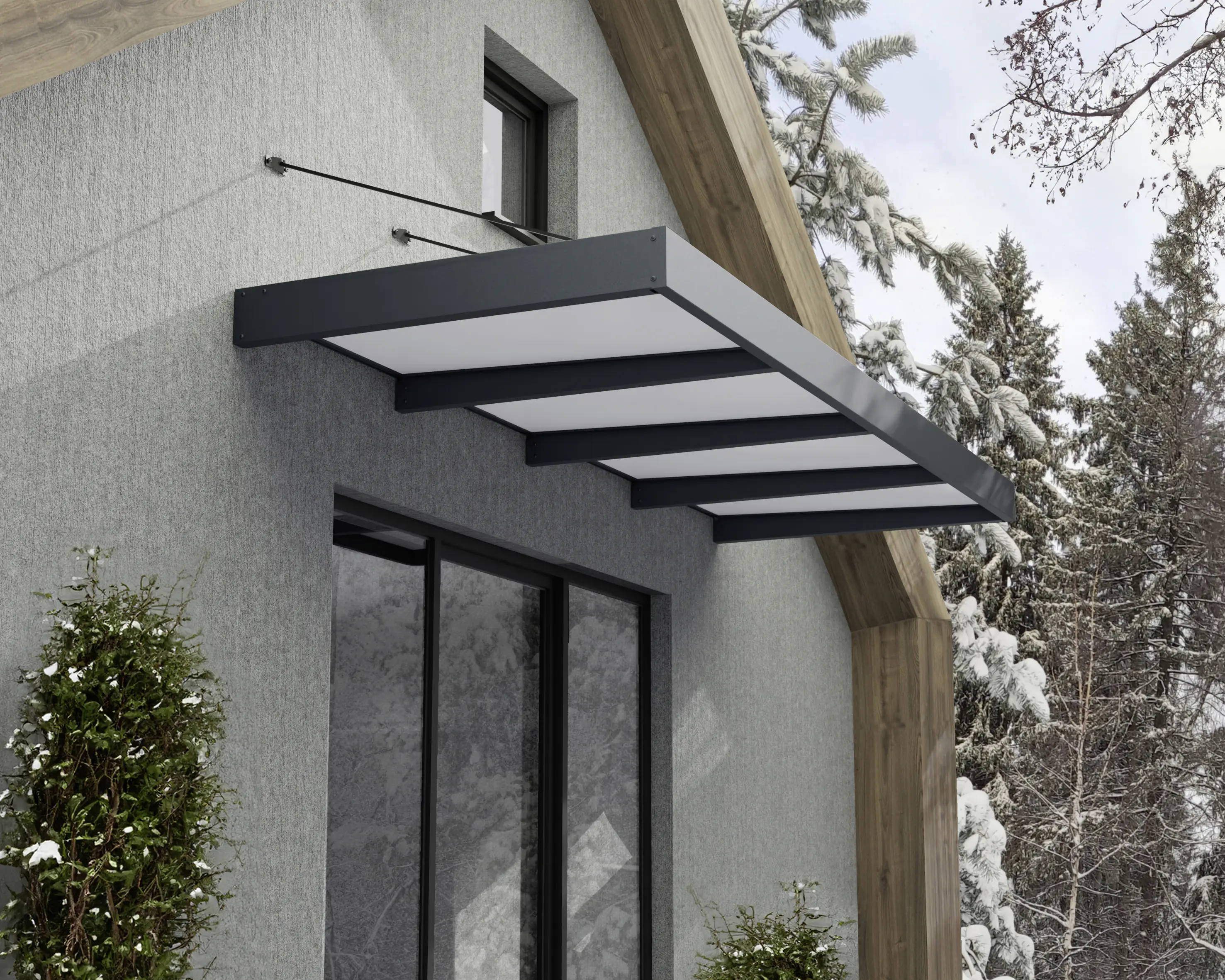 Canopia Vordach Sophia XL 4000  Grau Alu 378 x 140 cm