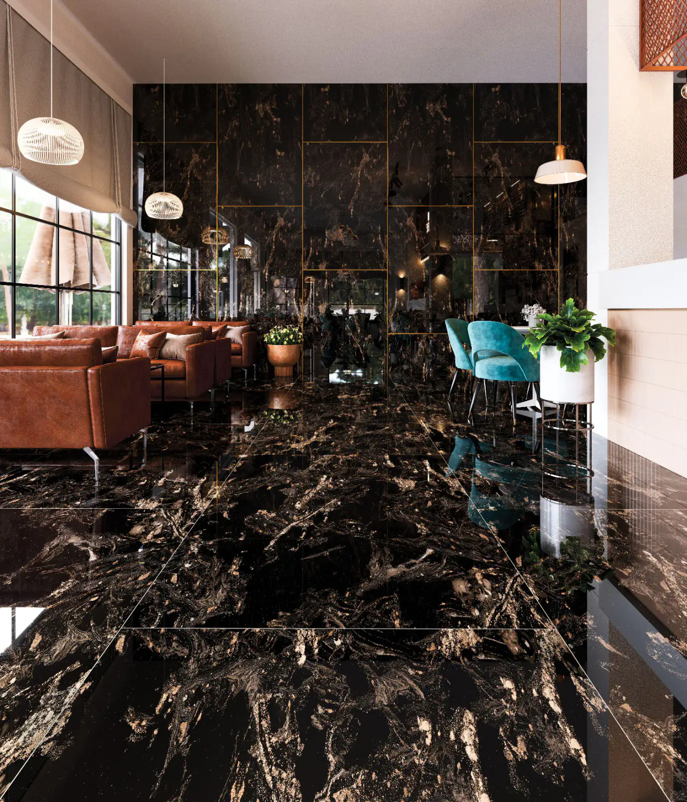 Bodenfliese Feinsteinzeug Opium 60 x 120 cm oro