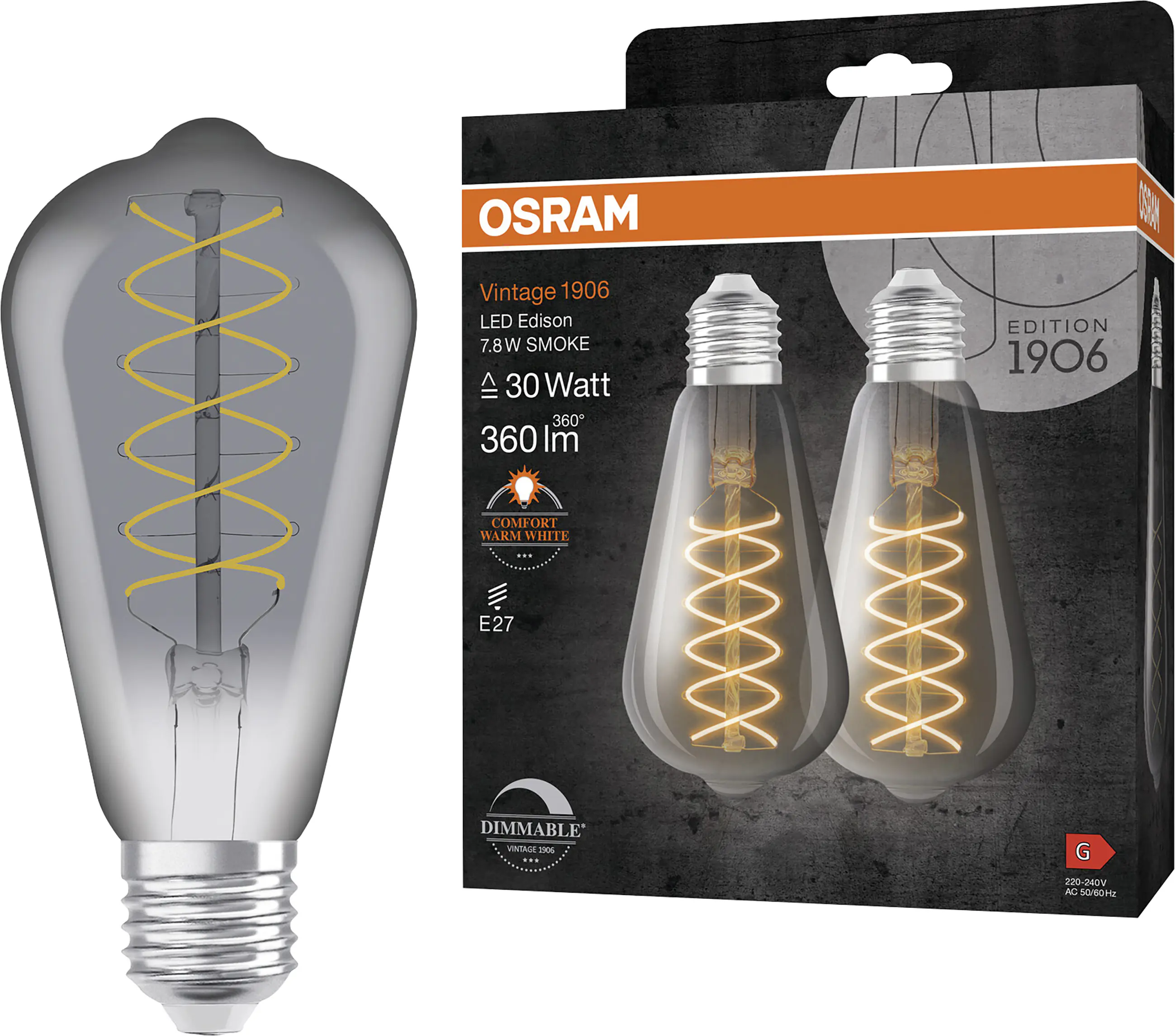 Osram LED Leuchtmittel E27 2er Pack Vintage 1906 Edison 7,8W rauch dimmbar warmweiß Osram LED Leuchtmittel E27 2er Pack Vintage 1906 Edison 7,8W rauch dimmbar warmweiß