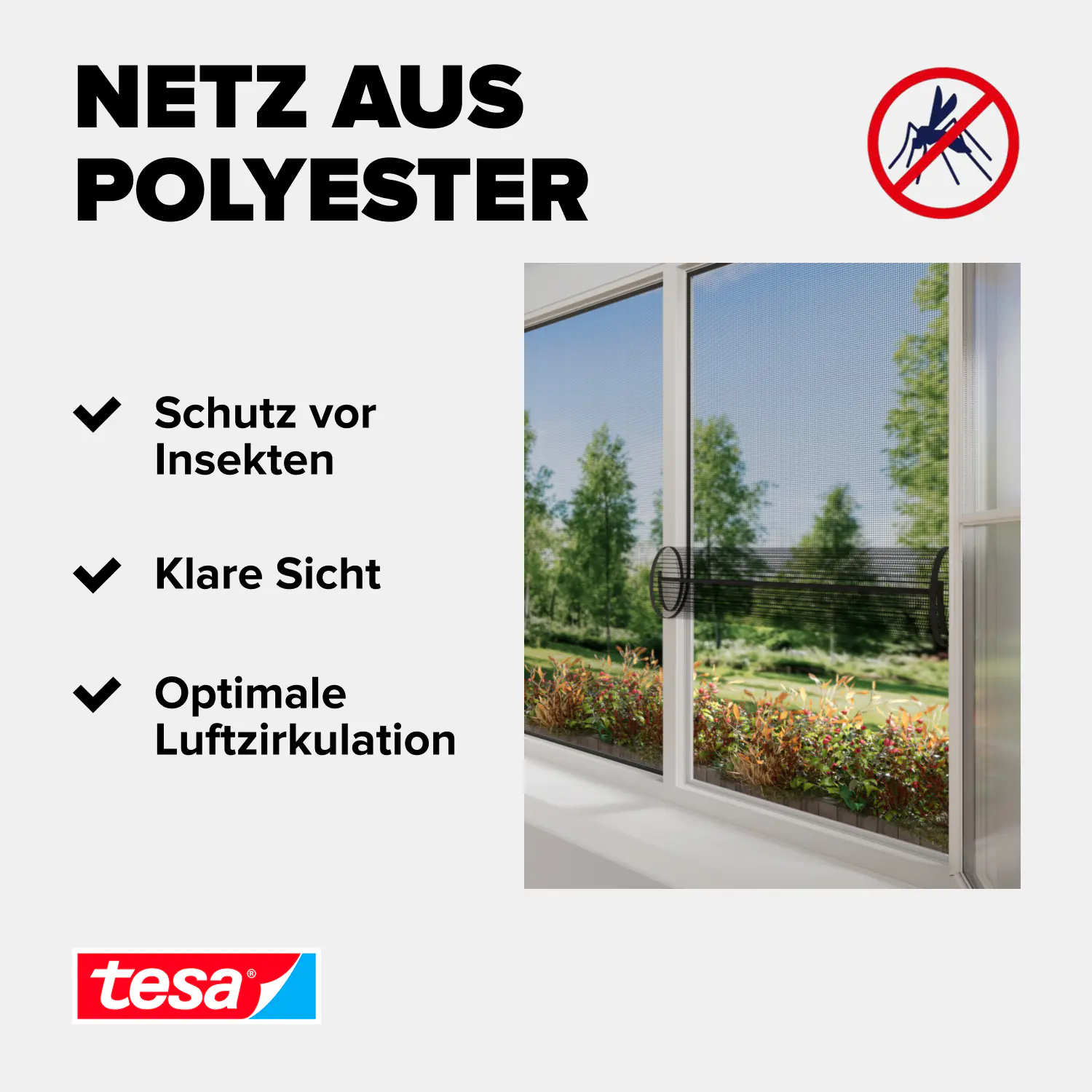 tesa Insektenschutz-Fenster Klettband OPEN/CLOSE 130 x 150 cm anthazit