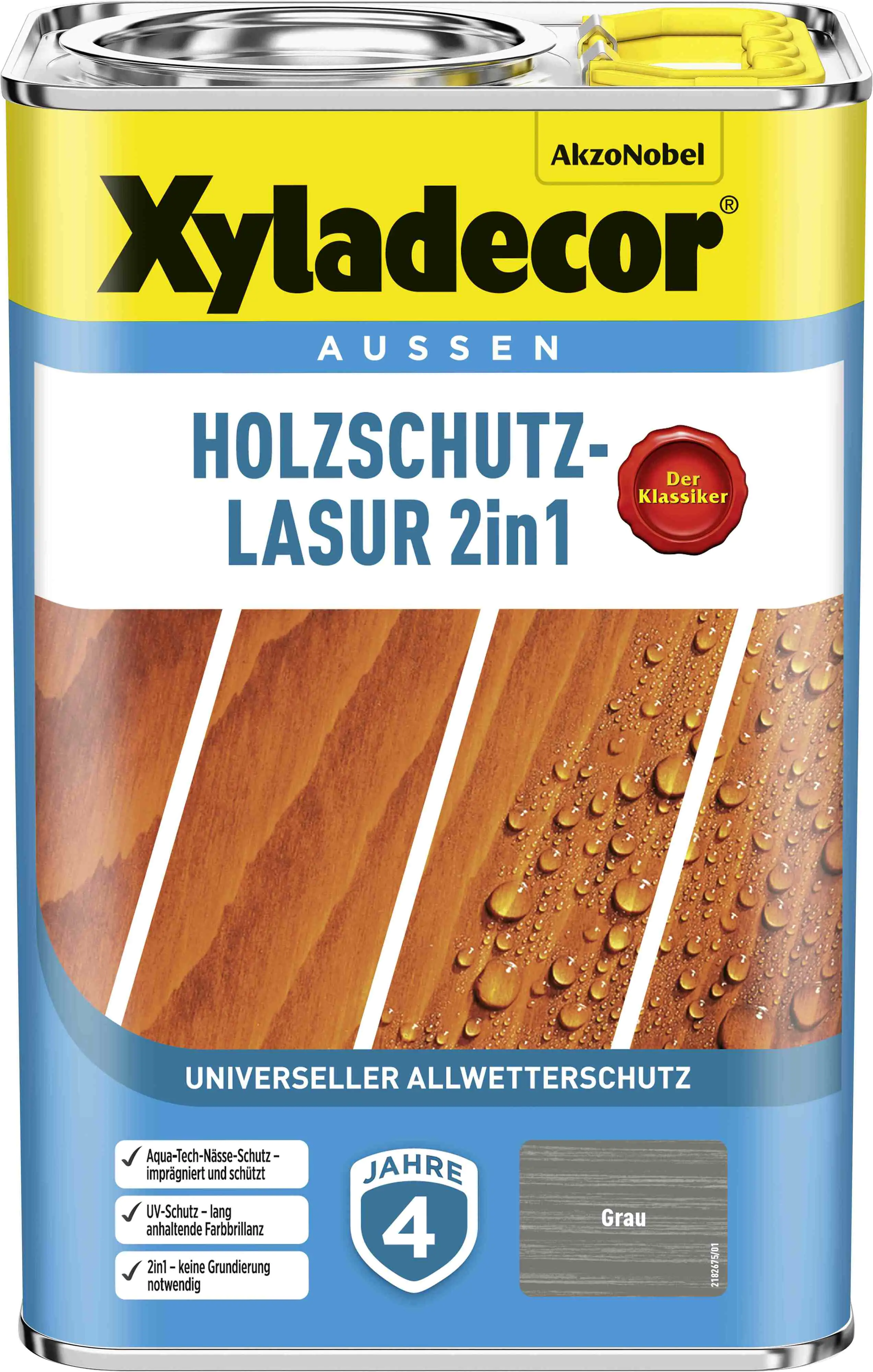 Xyladecor Holzschutz-Lasur 4 L grau 2in1