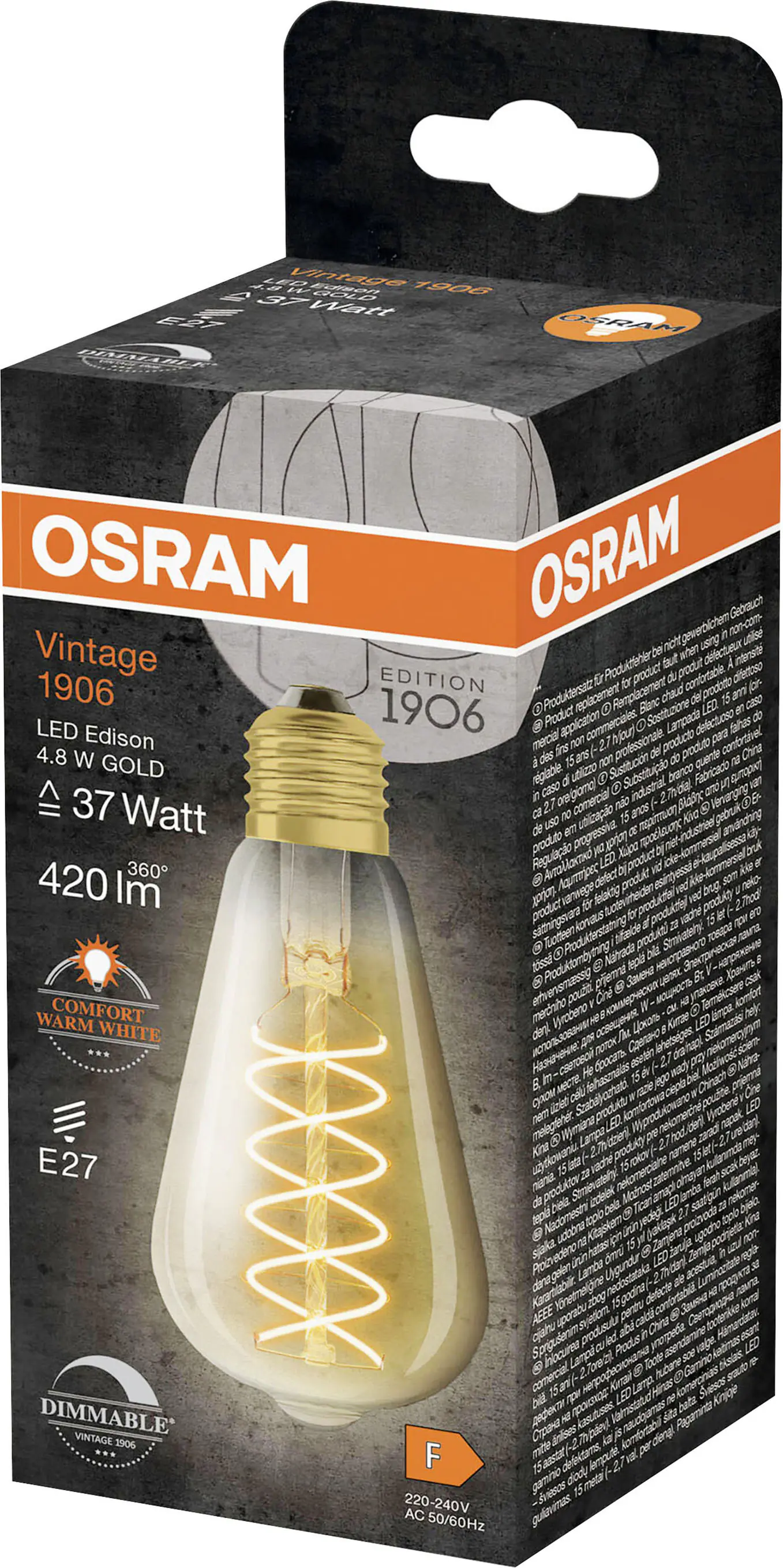 Osram LED Leuchtmittel Edison E27 4,8 W warmweiß amber