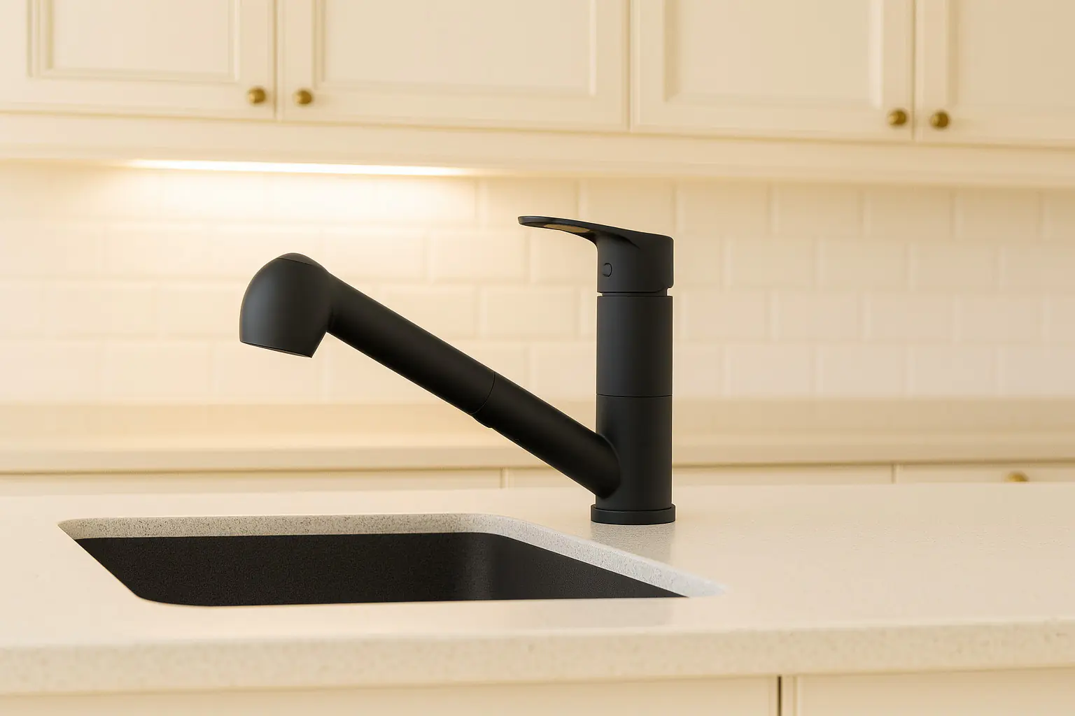 Primaster Küchenarmatur mit herausziehbarer Brause Lille schwarz matt