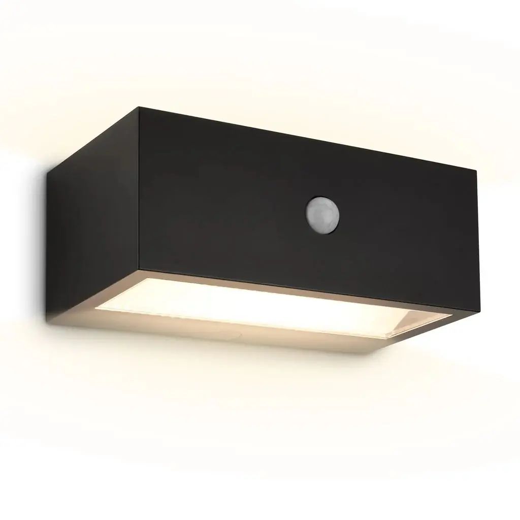 Briloner LED Akku-Außenwandleuchte Dogu schwarz 6,5W 700lm warmweiß Bewegungssensor