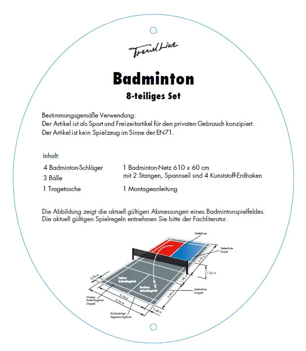 TrendLine Badminton-Set 8-teilig TrendLine Badminton-Set 8-teilig