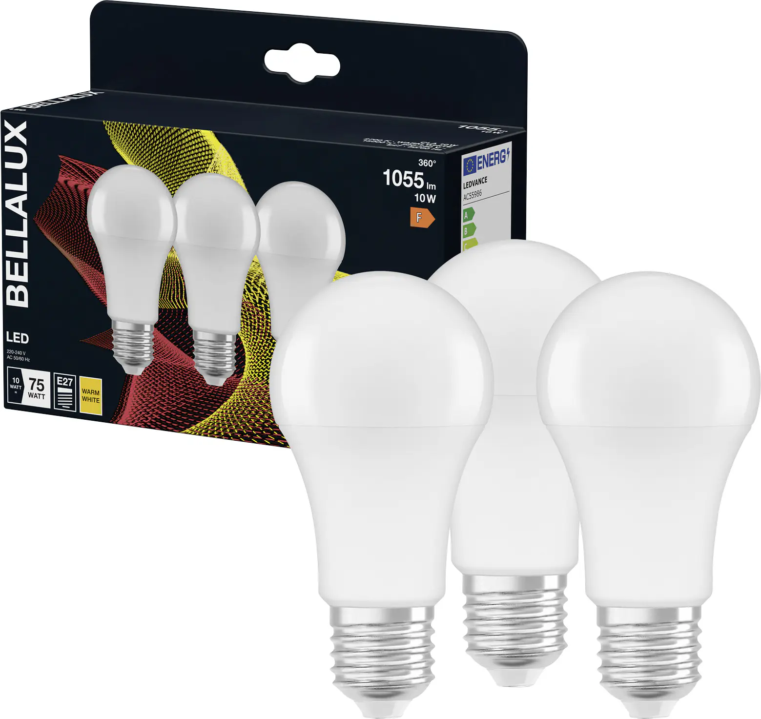 Bellalux LED Leuchtmittel Klassik A75 E27 10 W warmweiß weiß matt 3er Pack