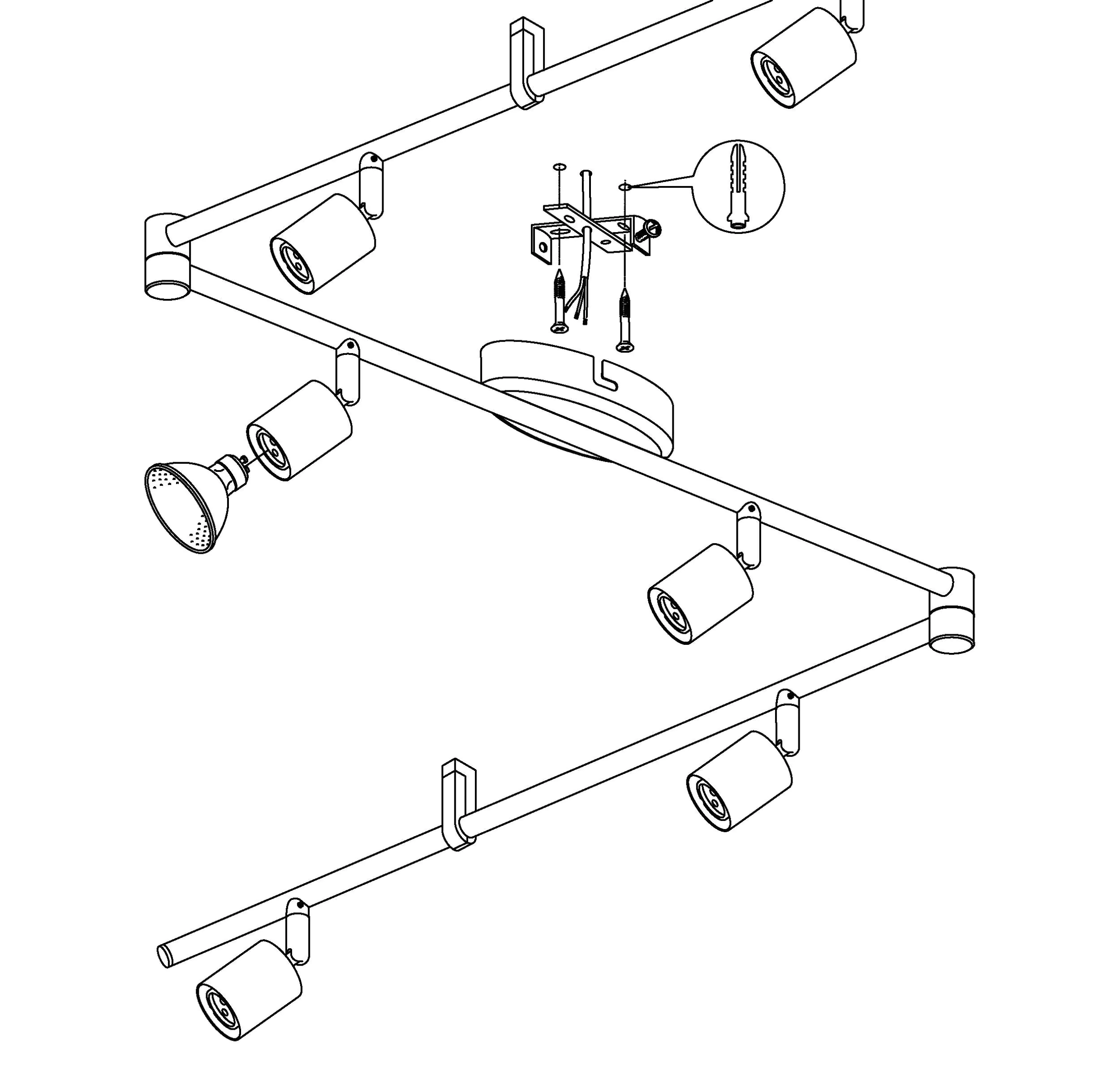 Eglo 6er LED Spot Buzz nickel-matt 105 x 6,5 cm GU10 Eglo 6er LED Spot Buzz nickel-matt 105 x 6,5 cm GU10