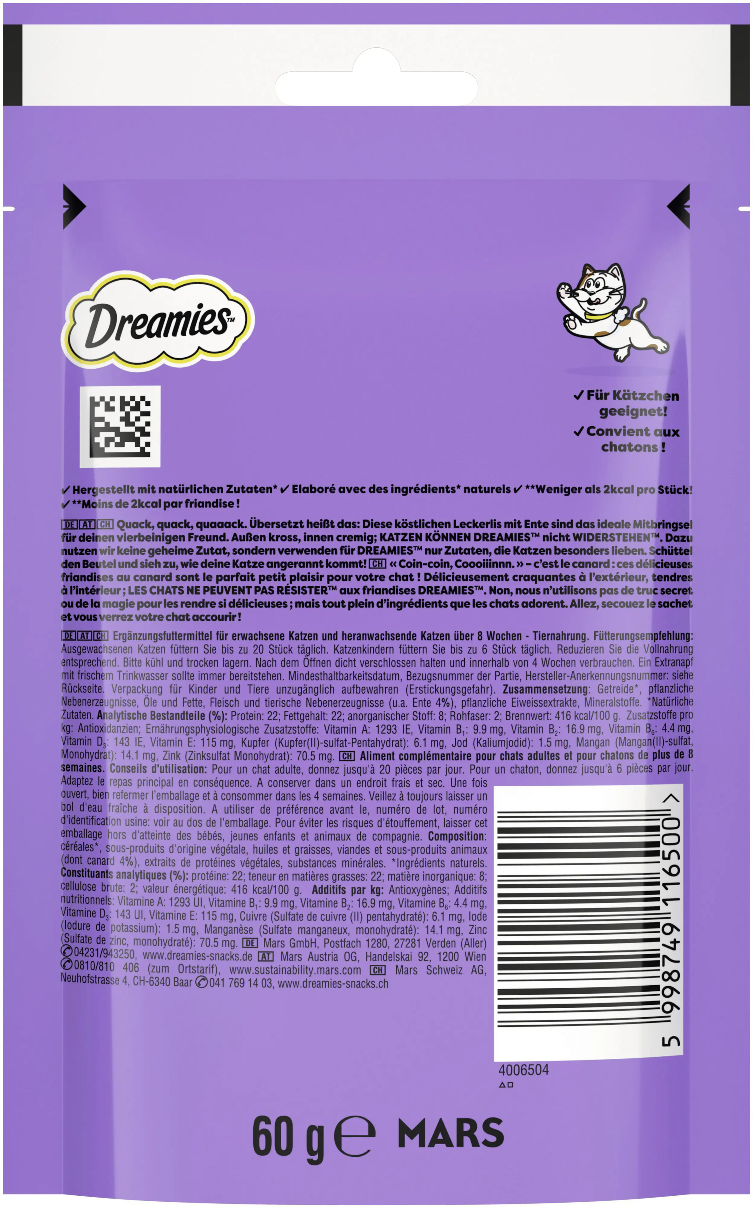 Dreamies Katzensnack Ente 60 g