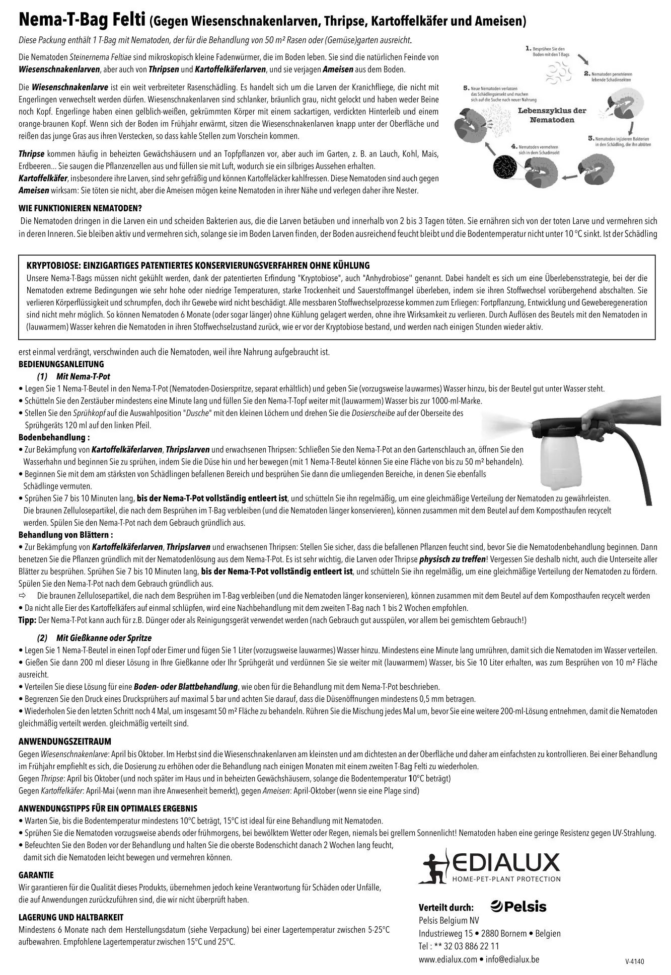 Edialux Nematoden T-Bag Felti gegen Wiesenschnakenlarven 50 m²
