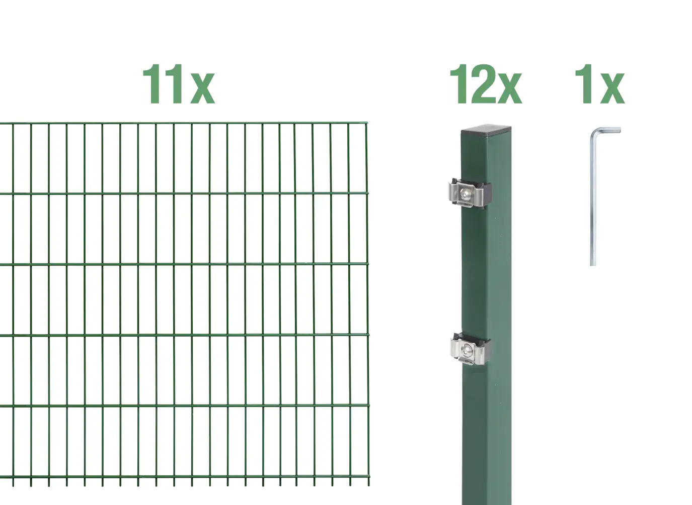 Alberts Doppelstabmatten-Grundset 22 m 200 x 140 cm 6/5/6 grün Alberts Doppelstabmatten-Grundset 22 m 200 x 140 cm 6/5/6 grün