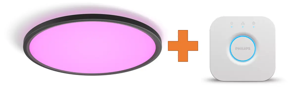 Philips Hue LED Deckenleuchte Tento + Bridge rund schwarz 43 x 3 cm RGB Philips Hue LED Deckenleuchte Tento + Bridge rund schwarz 43 x 3 cm RGB