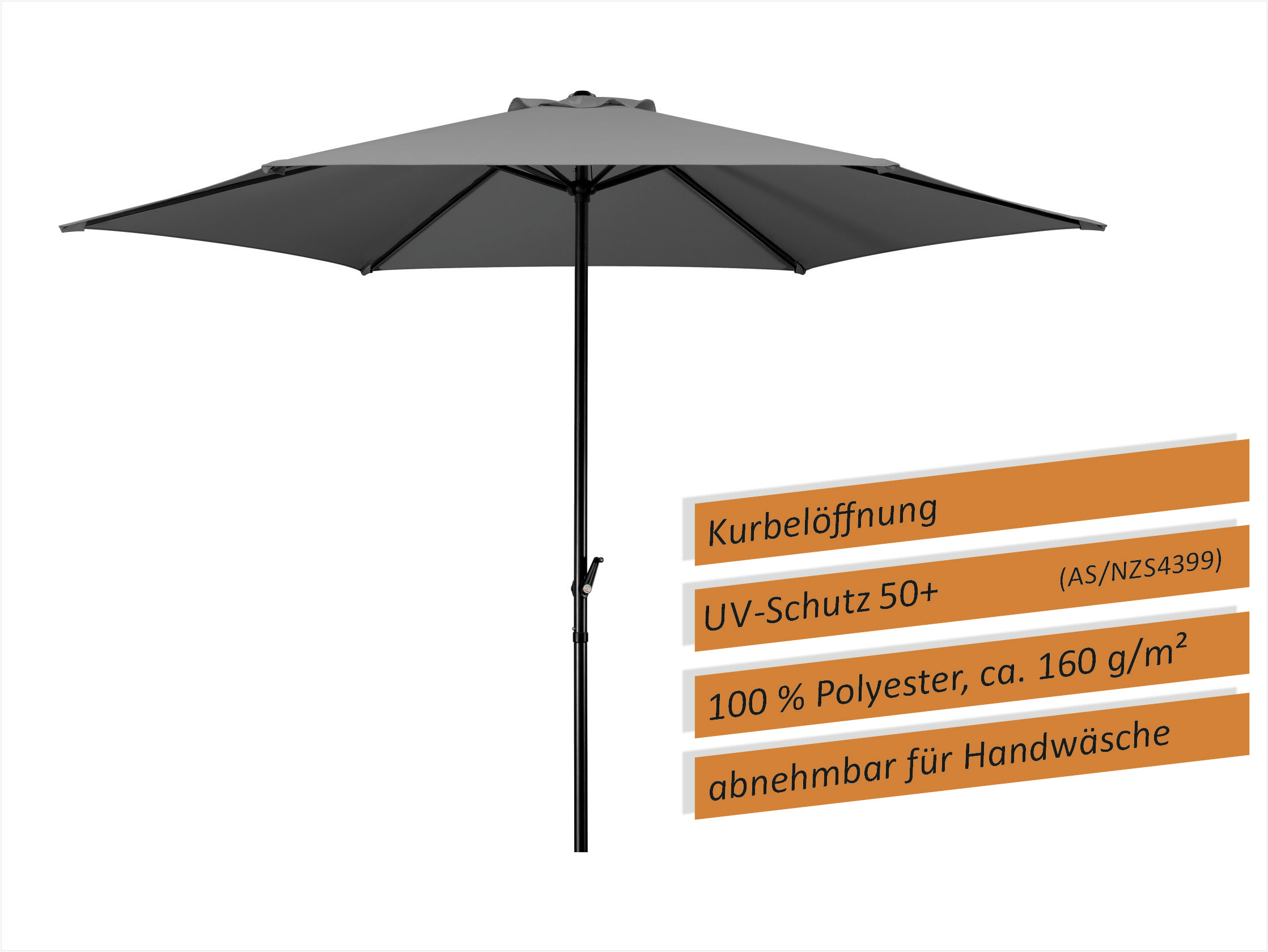 Schneider Sonnenschirm Bergamo anthrazit, Ø 300 cm kaufen Globus Baumarkt