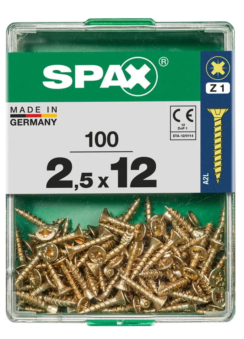 Spax Universalschrauben 2.5 x 12 mm PZ 1 - 100 Stk.