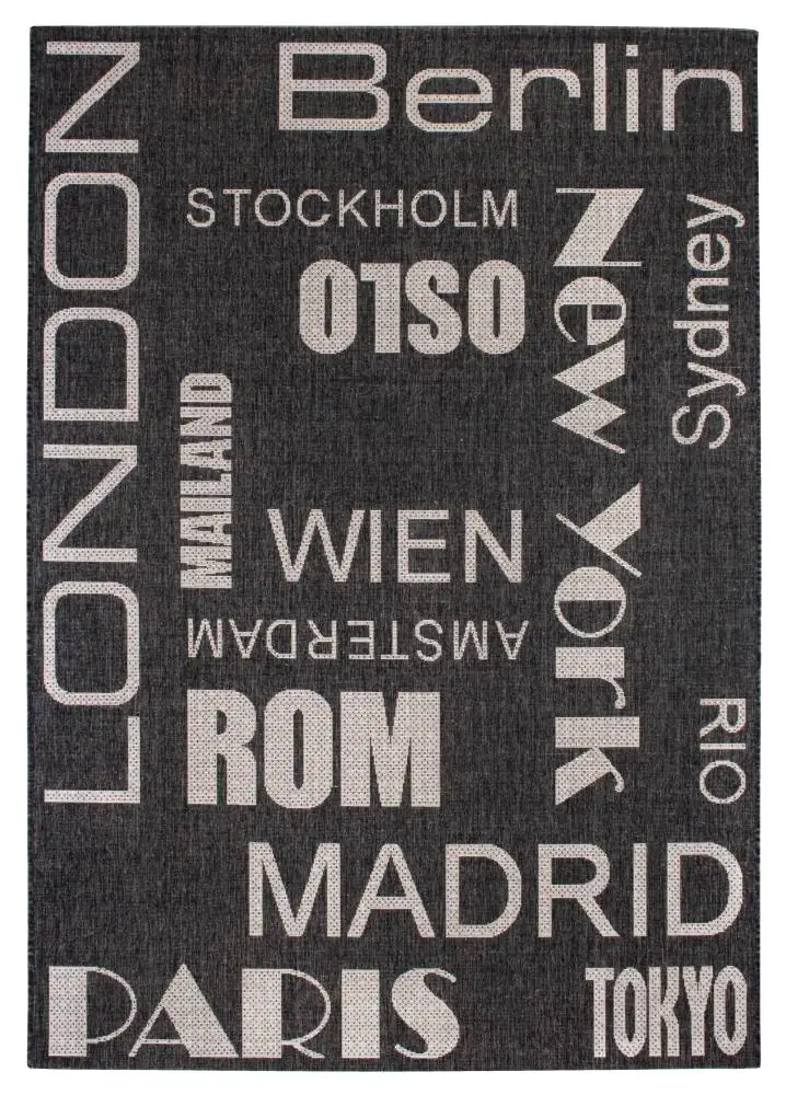 Andiamo Teppich New Orleans anthrazit Städte 60 x 110 cm  