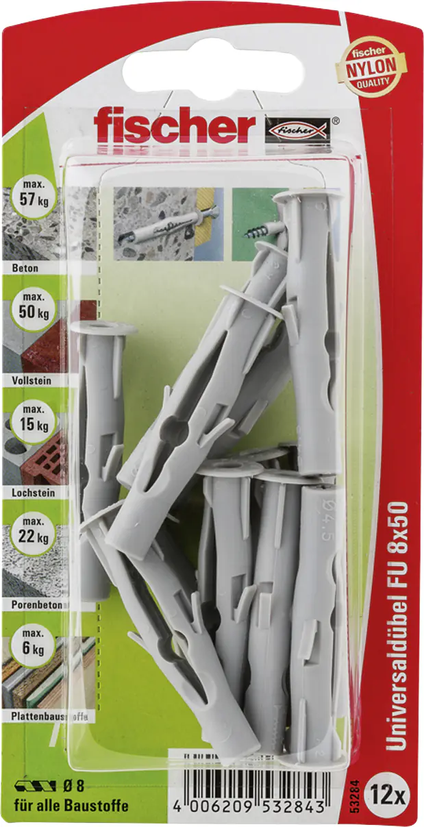 Fischer Universaldübel FU 8.0 x 50 mm - 12 Stück