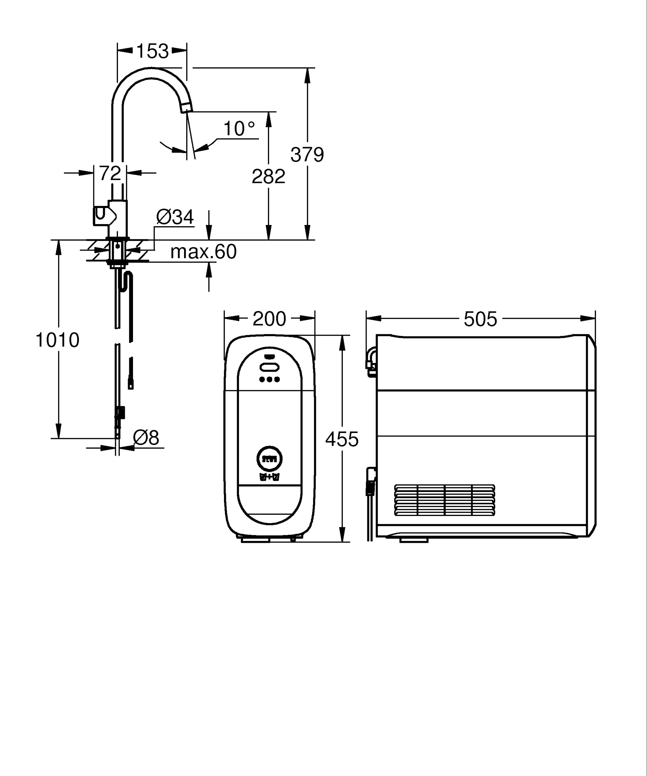 Grohe Blue Home Mono Starter Kit supersteel
