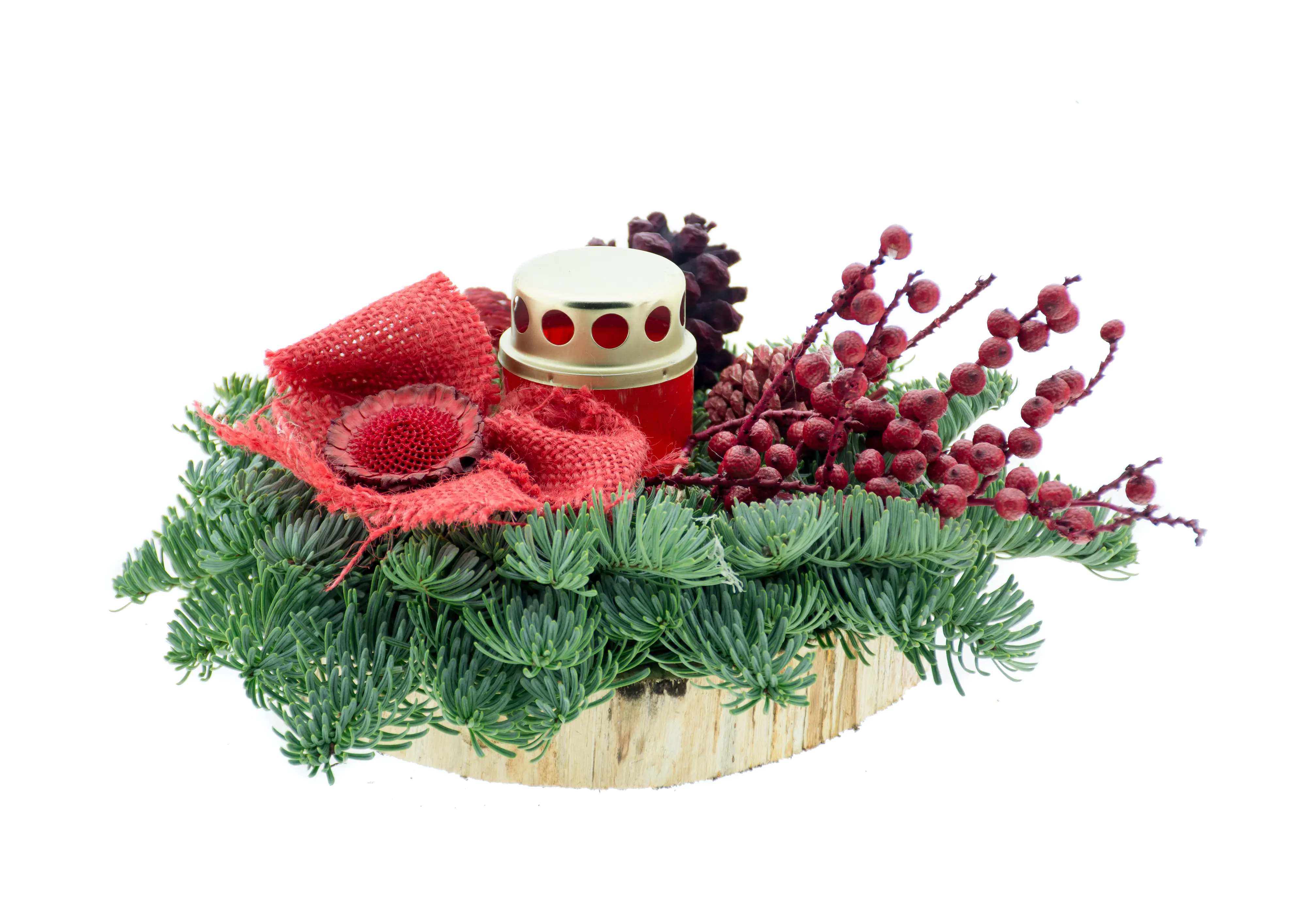 Allerheiligen Grabgesteck rot 25 cm Topf