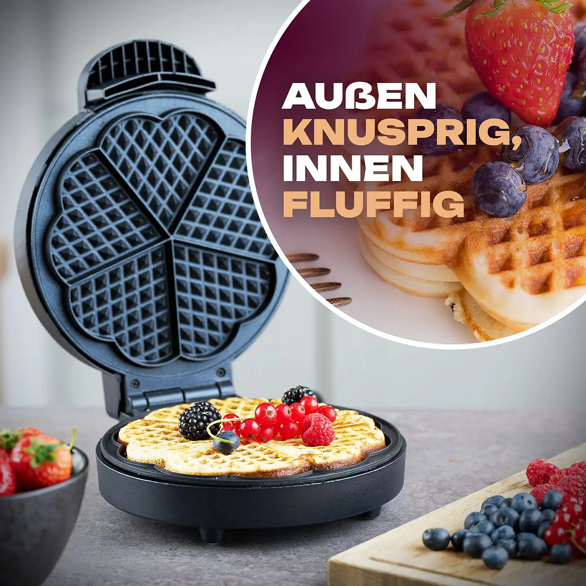 Clatronic Waffelautomat WA 3492 Herzwaffeln Ø18 cm 1000 W