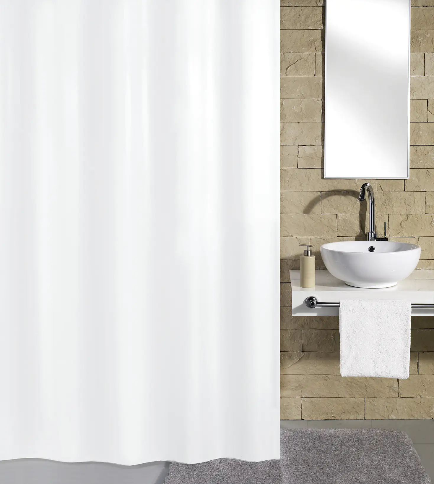 Kleine Wolke Duschvorhang Kito schneeweiß, 120 x 200 cm