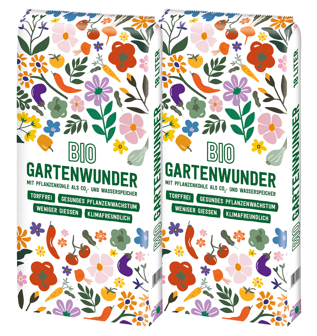 Bio Gartenwunder Universalerde mit Pflanzenkohle torffrei 2 x 18 L  Bio Gartenwunder Universalerde mit Pflanzenkohle torffrei 2 x 18 L