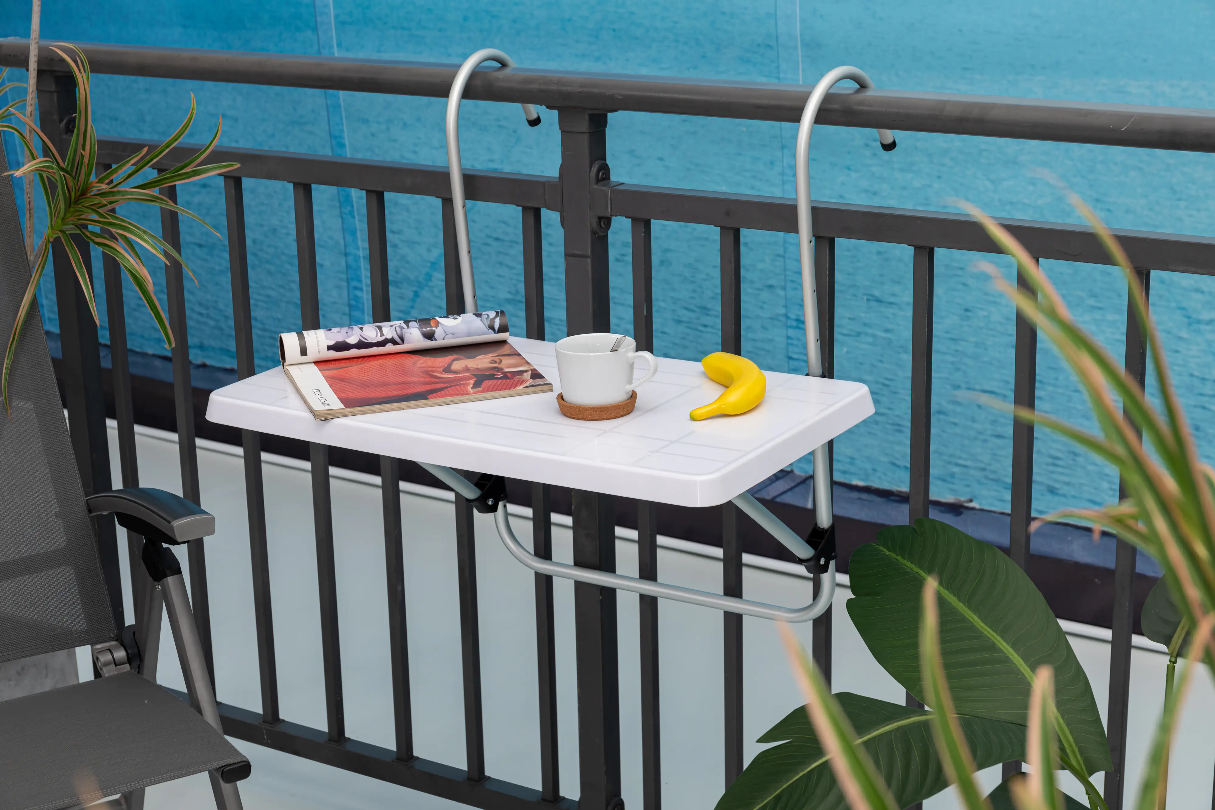 TrendLine Balkonhängetisch Bali 2-in-1 weiß