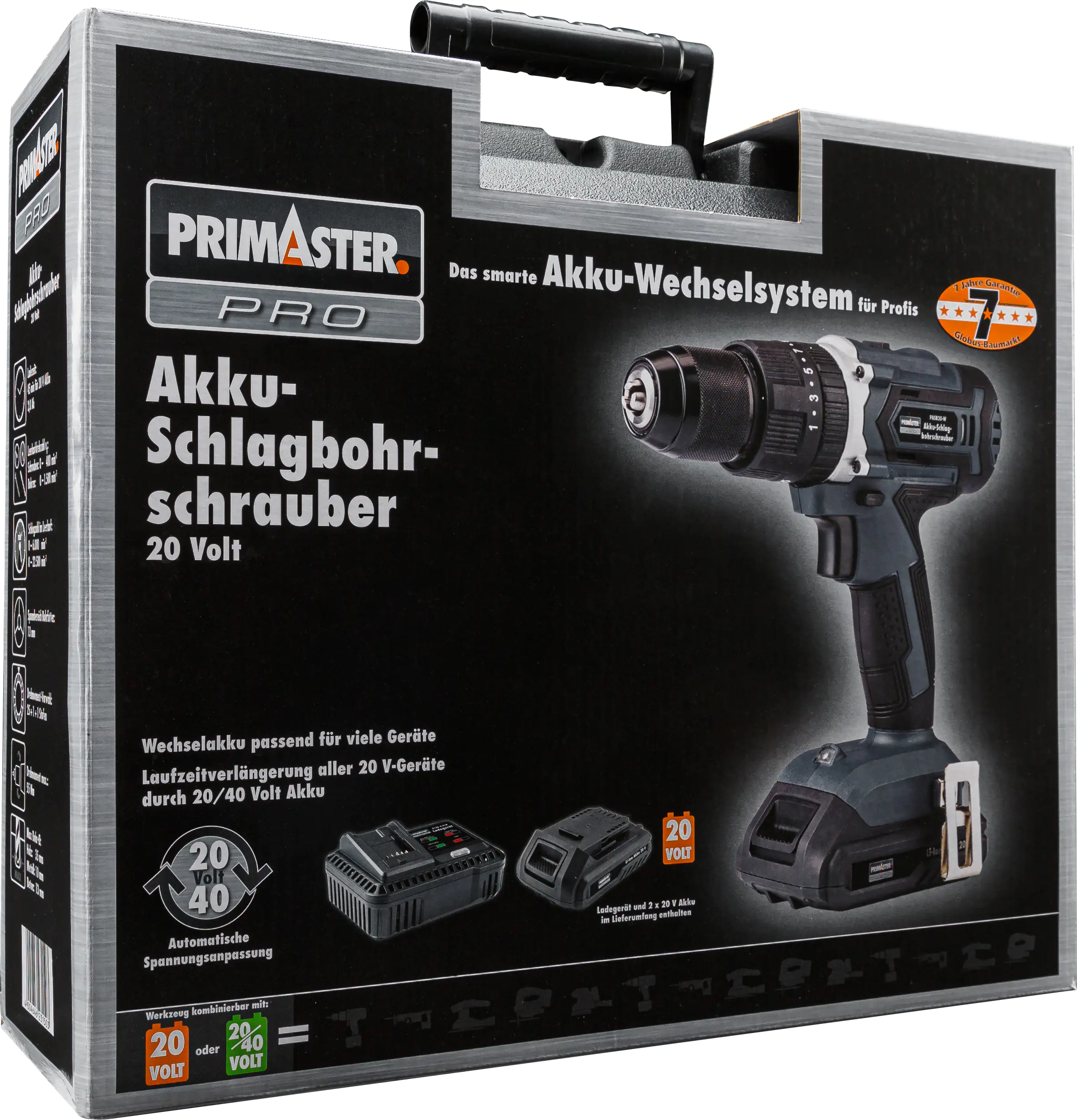 4004646231503_06 Primaster Pro Akku-Schlagbohrschrauber PAS20-S 20 V mit 2x Akku & Ladegerät