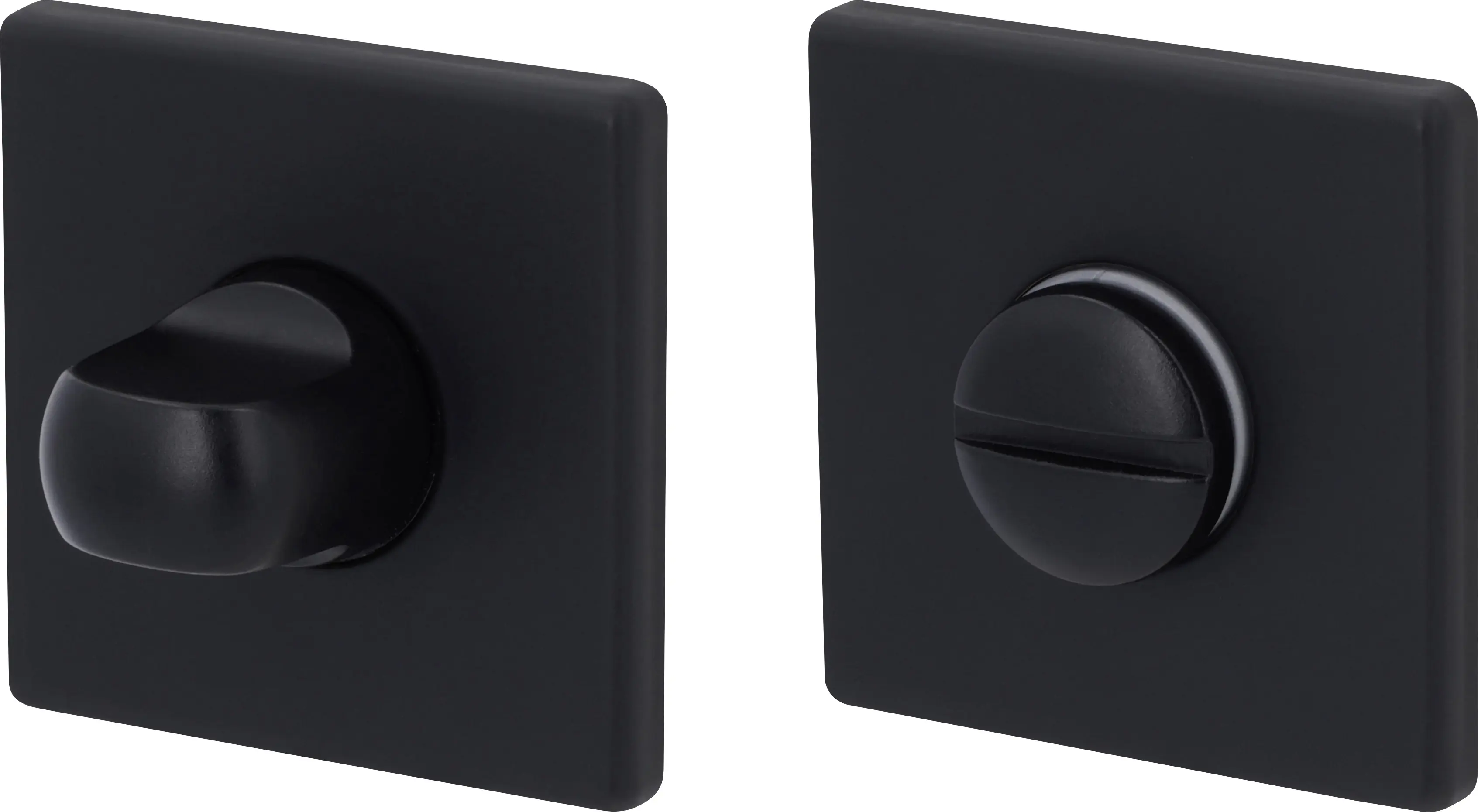 Alpertec WC-Rosettenpaar für Türgarnitur Square Edelstahl schwarz matt 5 x 5 cm mit Sperrriegel
